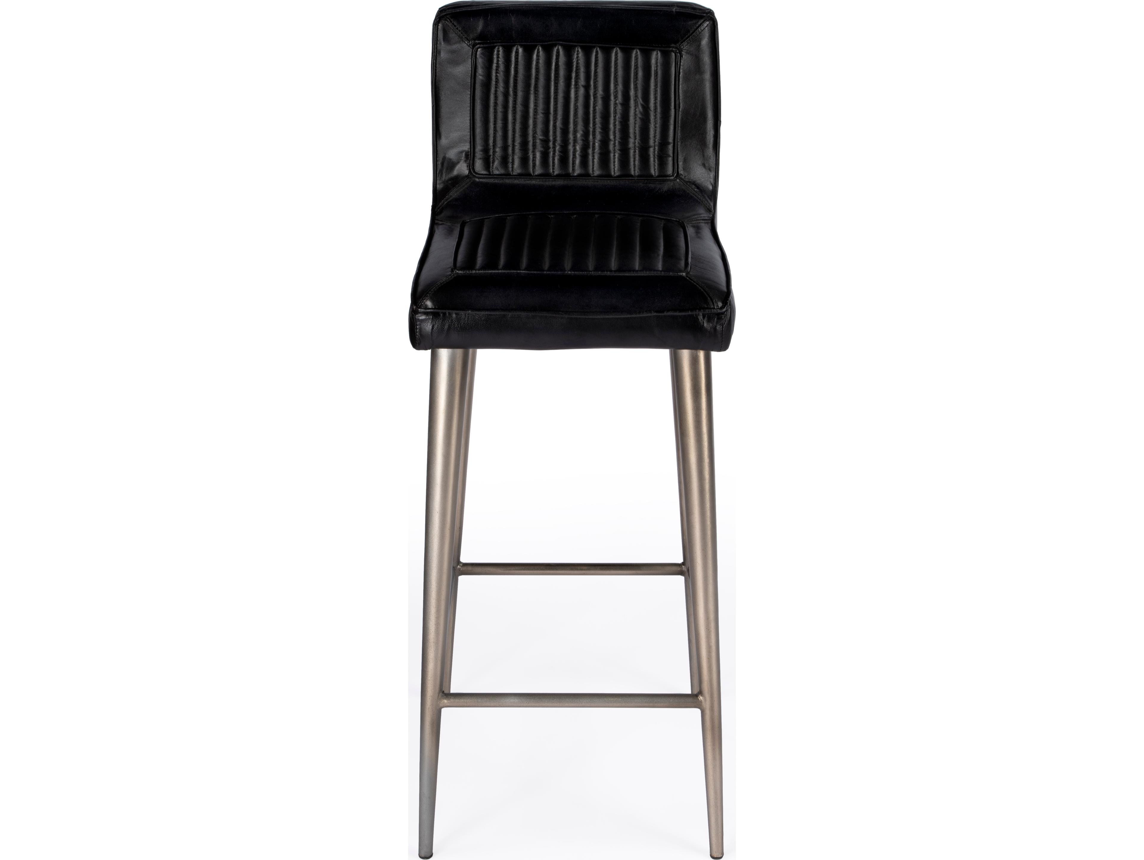 Butler Maxwell Black Leather Bar Stool