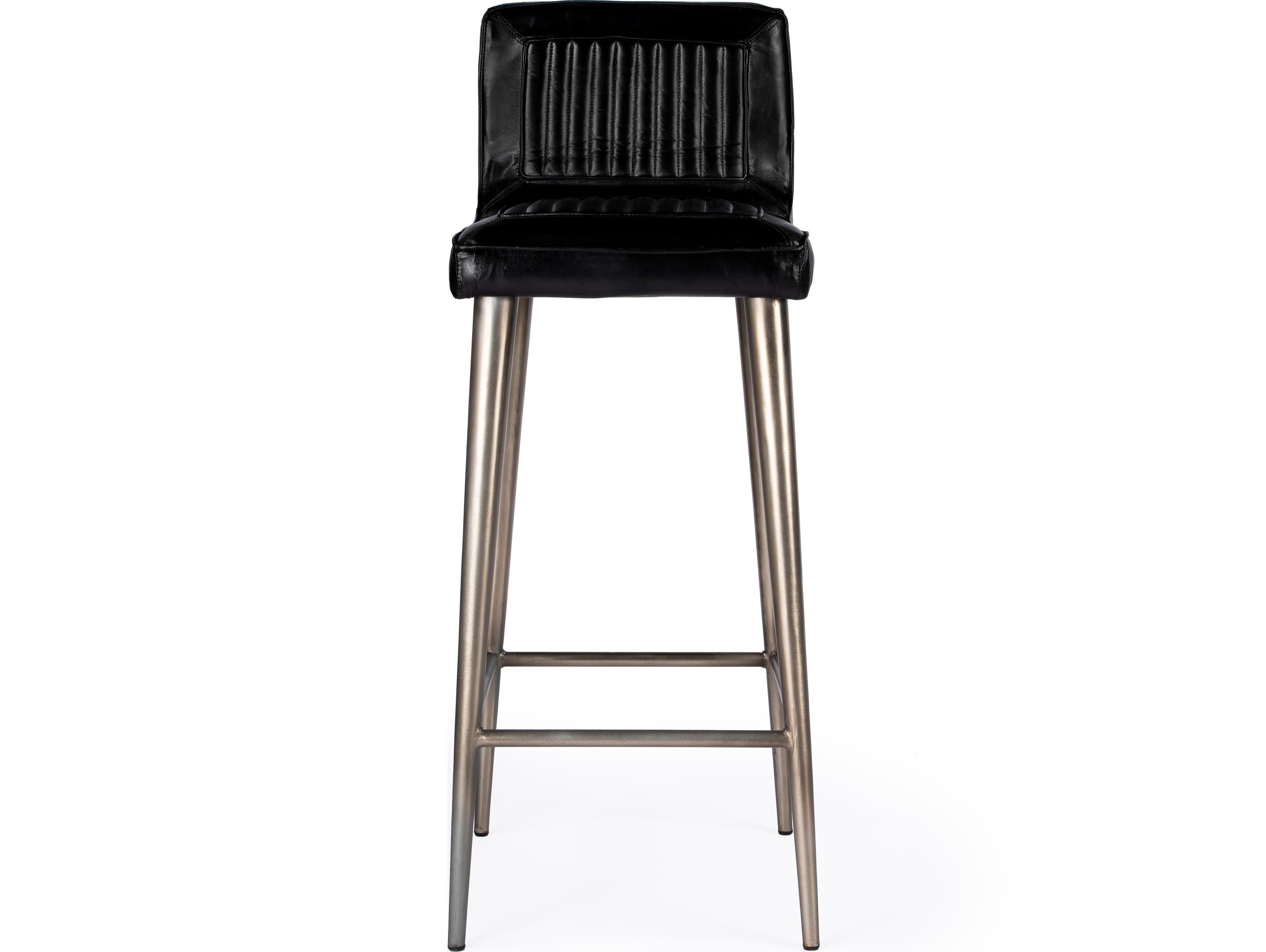 Butler Maxwell Black Leather Bar Stool