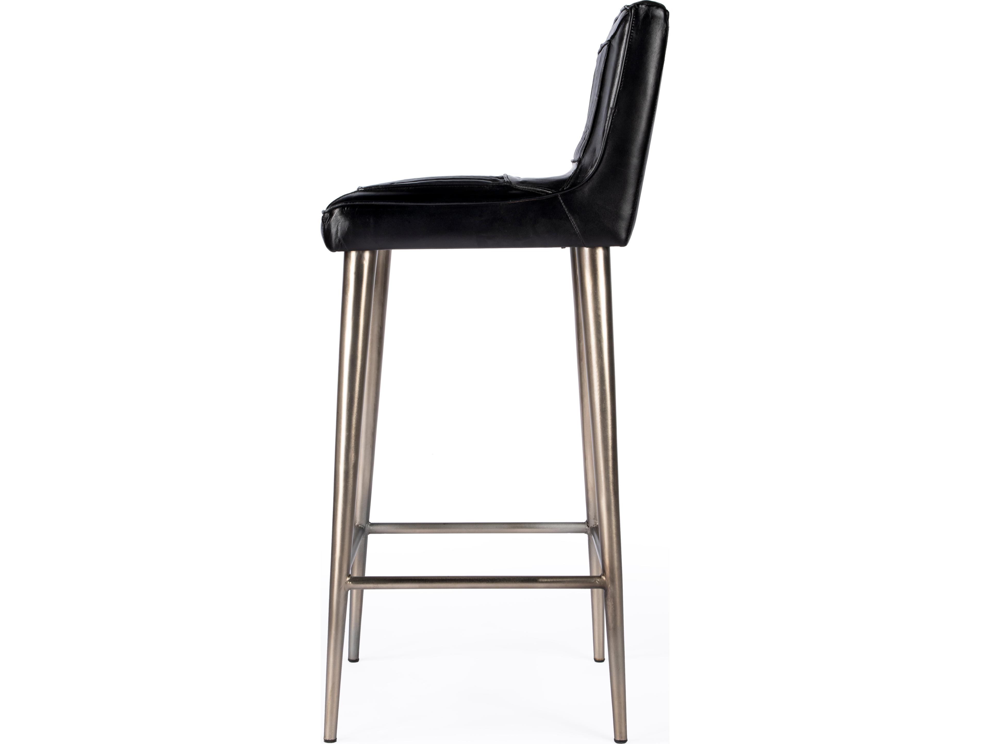 Butler Maxwell Black Leather Bar Stool