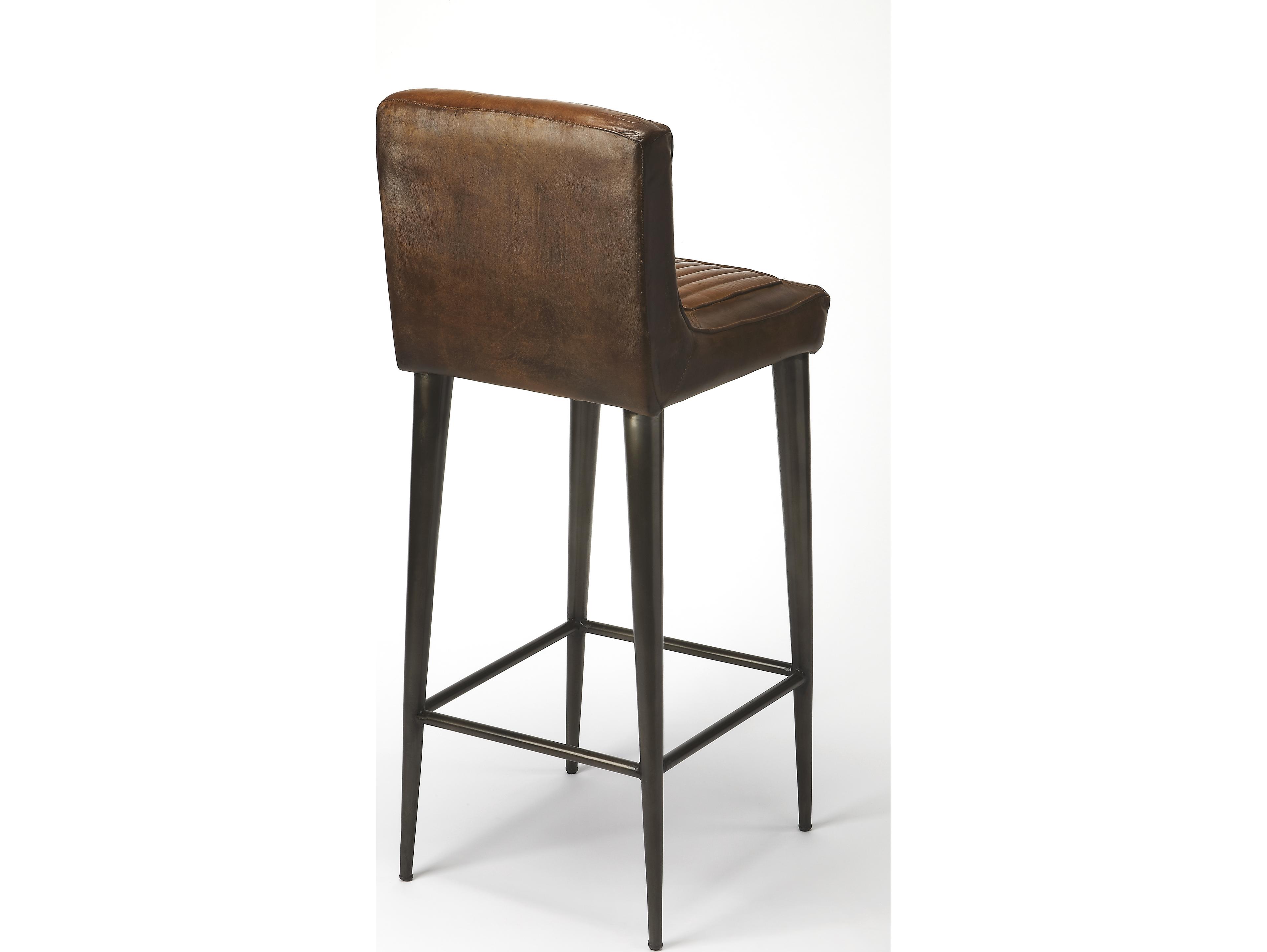 Butler Maxwell Brown Leather Bar Stool