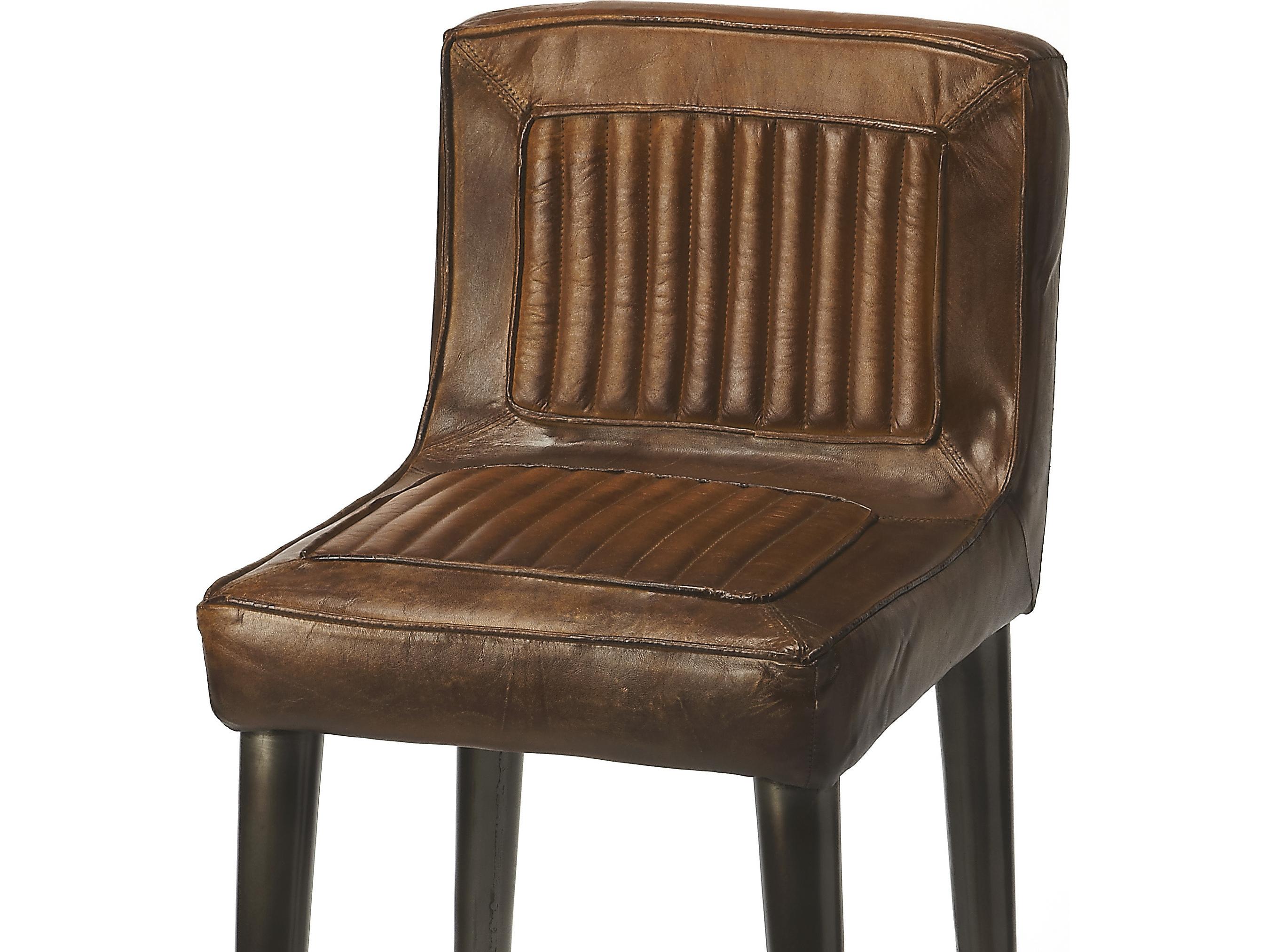Butler Maxwell Brown Leather Bar Stool
