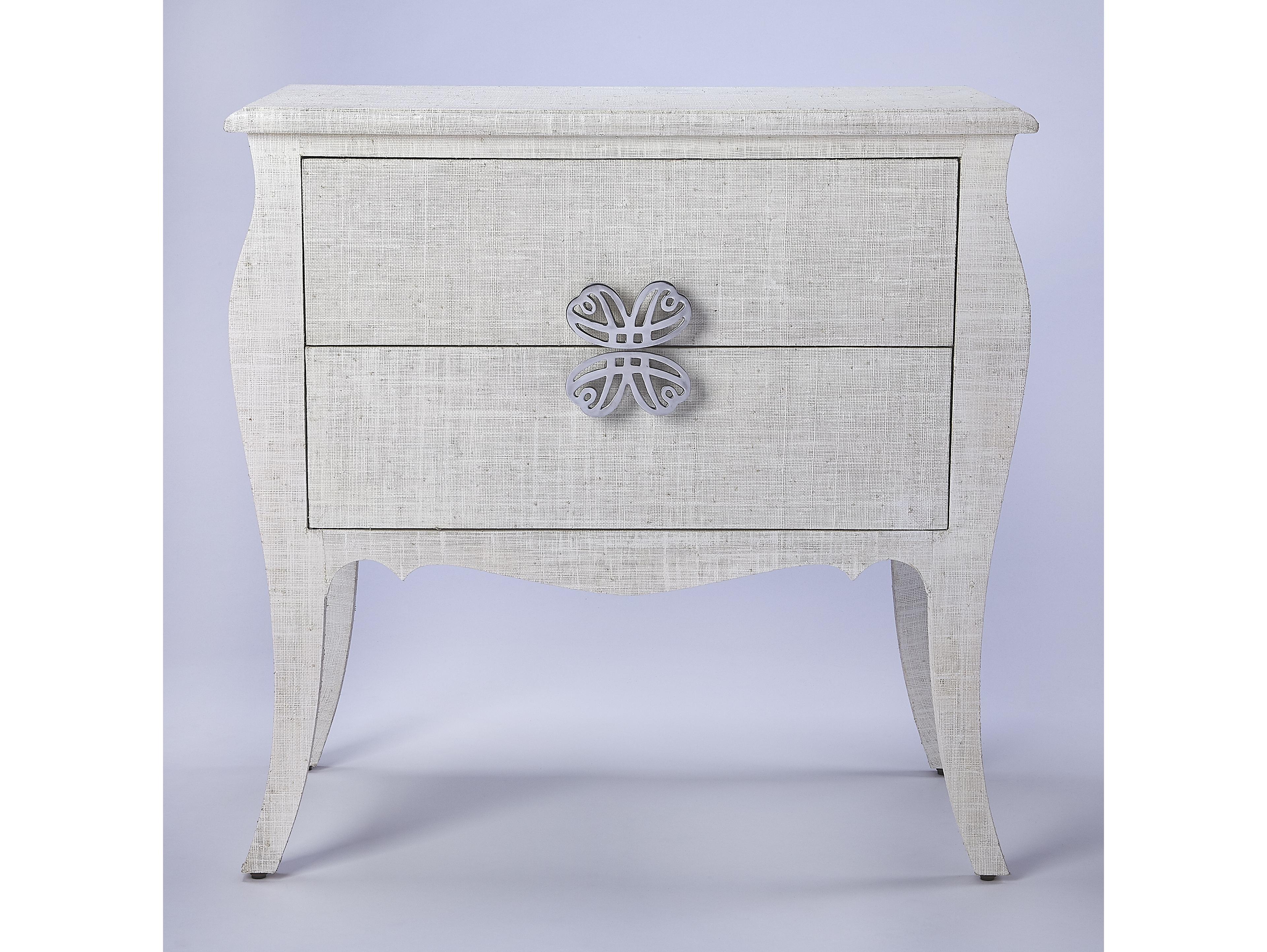 Butler Felicia White Raffia Plywood Accent Chest