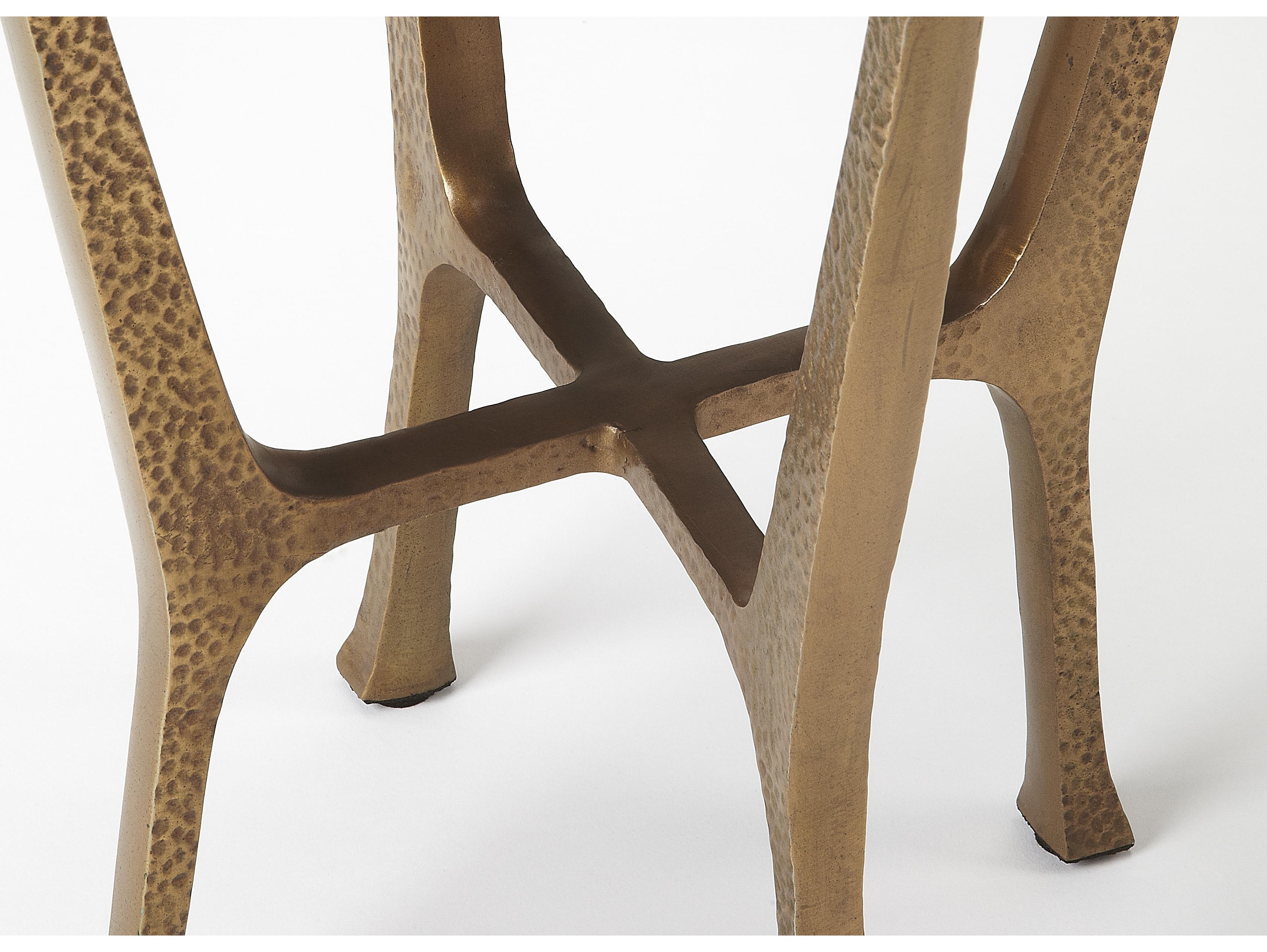 Butler Flavio Round Stone Antique Gold End Table