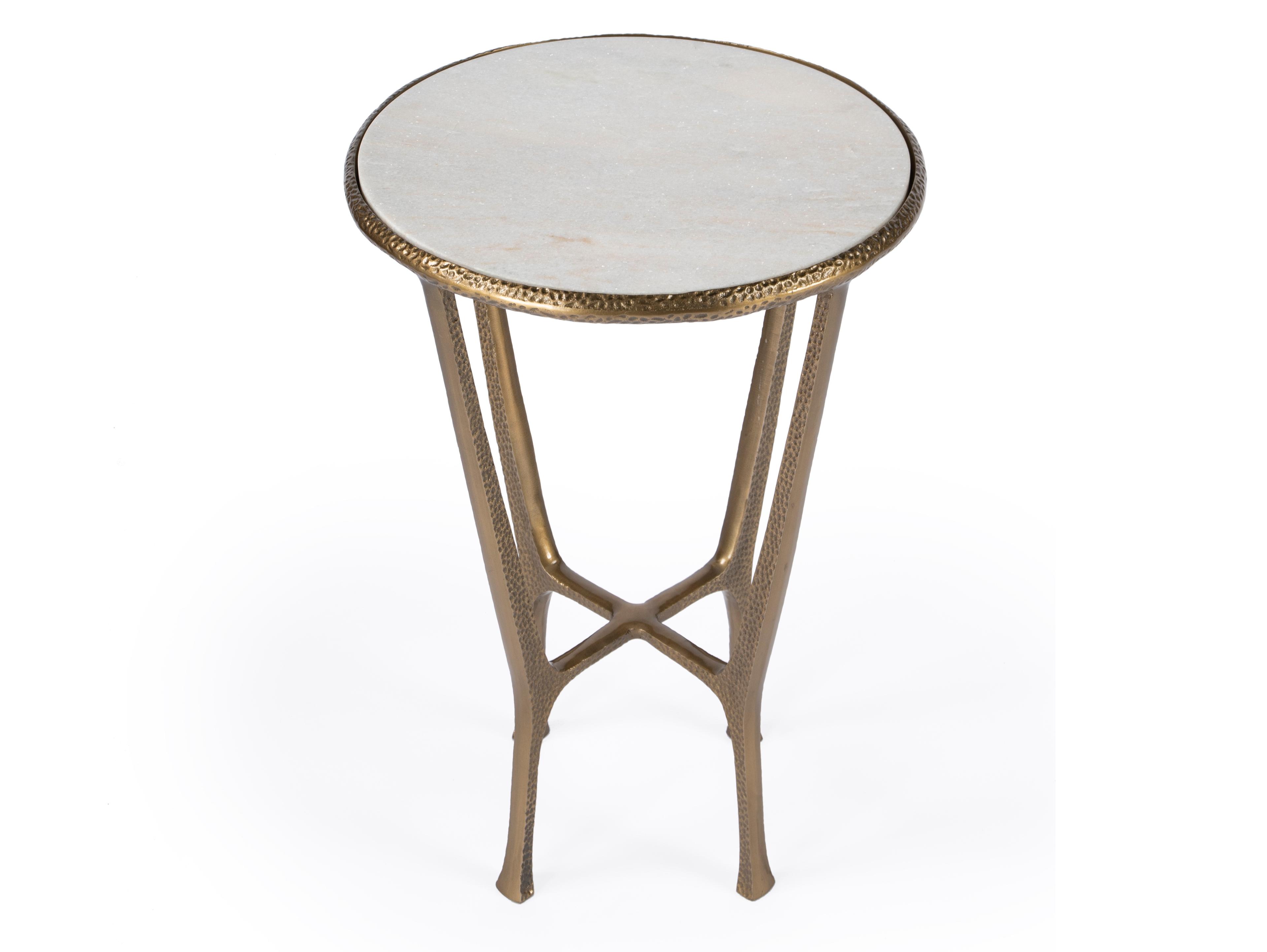 Butler Switlania Round Metal & Marble End Table