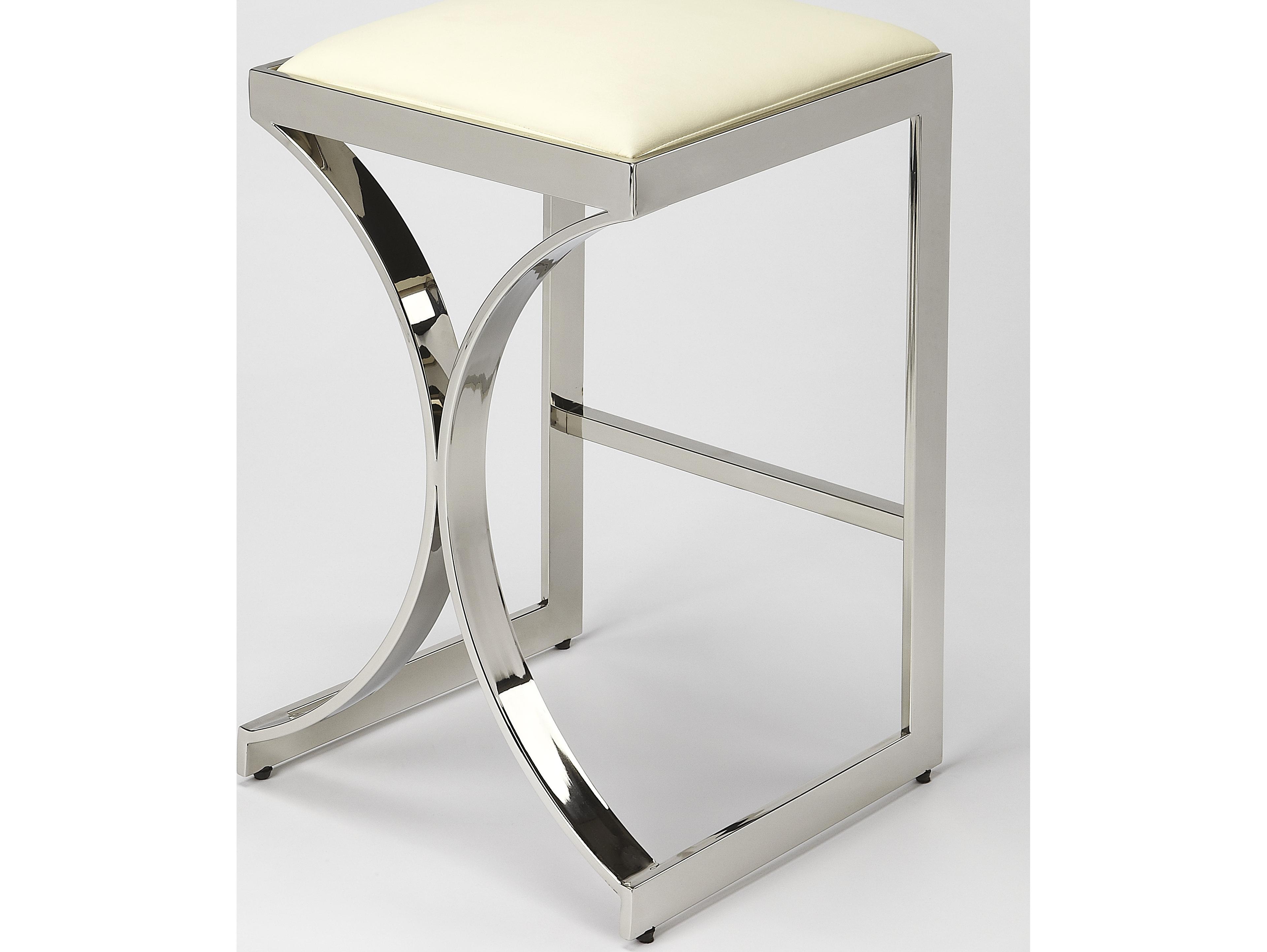 Butler Natalya Nickel Faux Leather Counter Stool