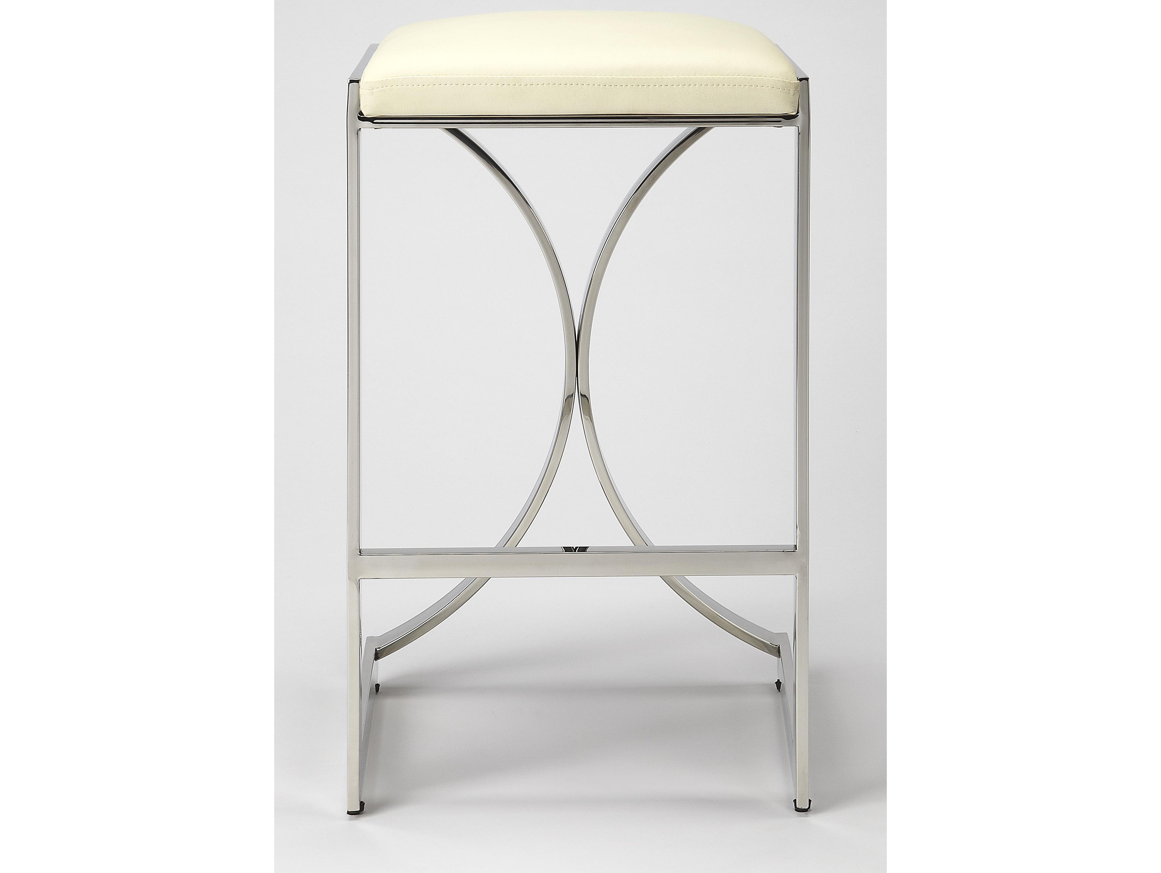 Butler Natalya Nickel Faux Leather Counter Stool