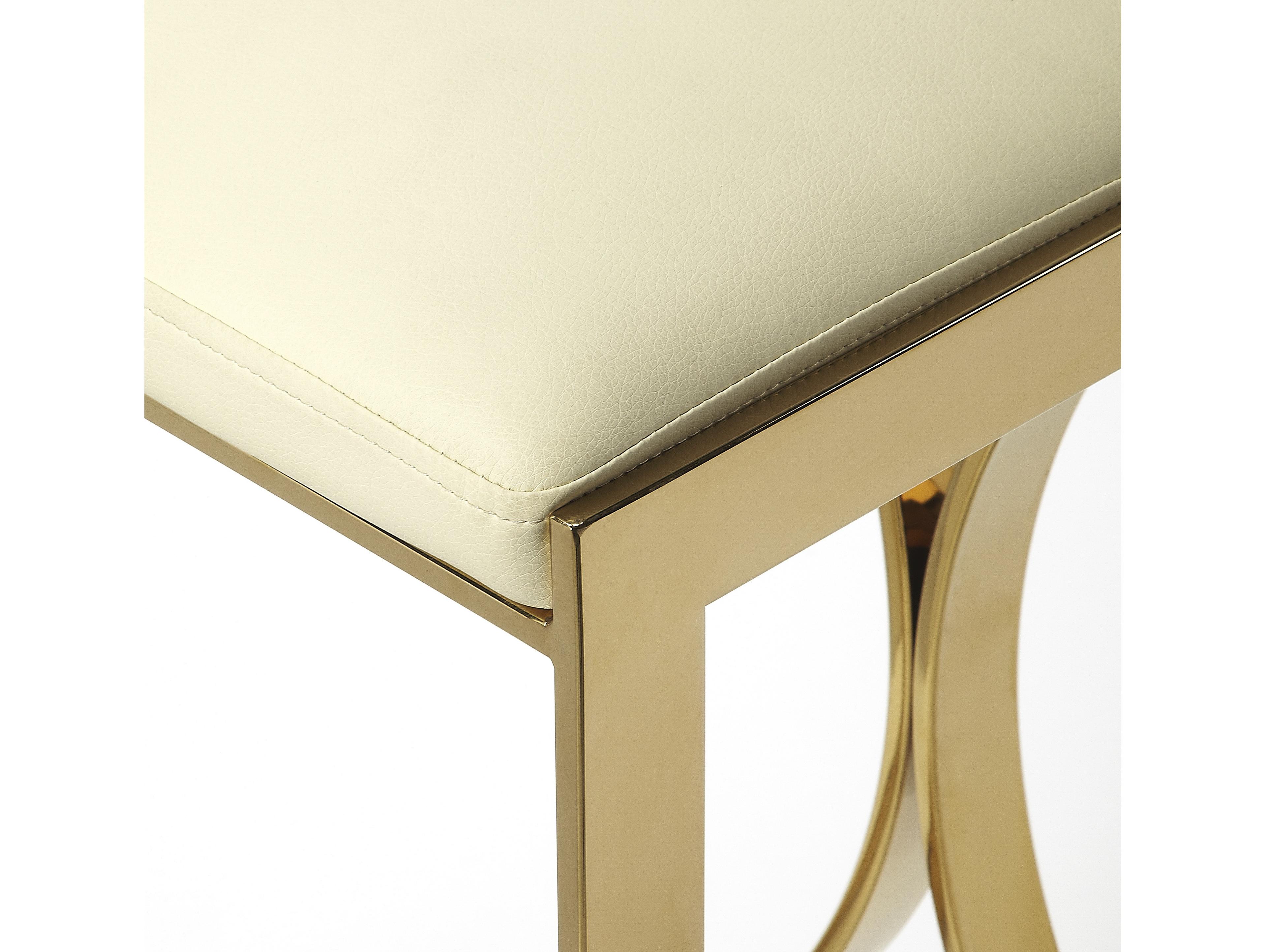 Butler Natalya Polished Gold White Faux Leather Counter Stool