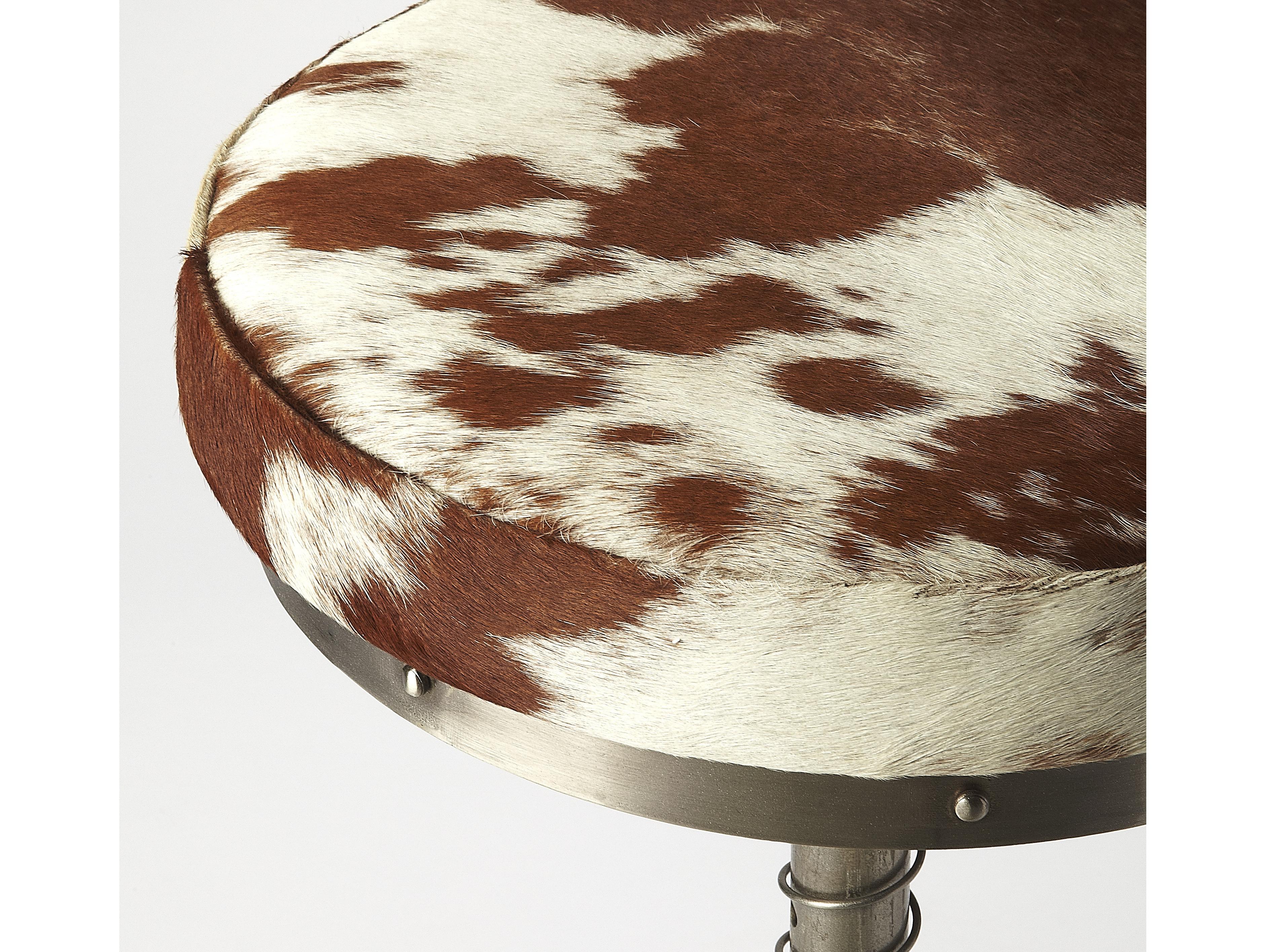 Butler Donovan Brown And White Leather Adjustable Bar Stool