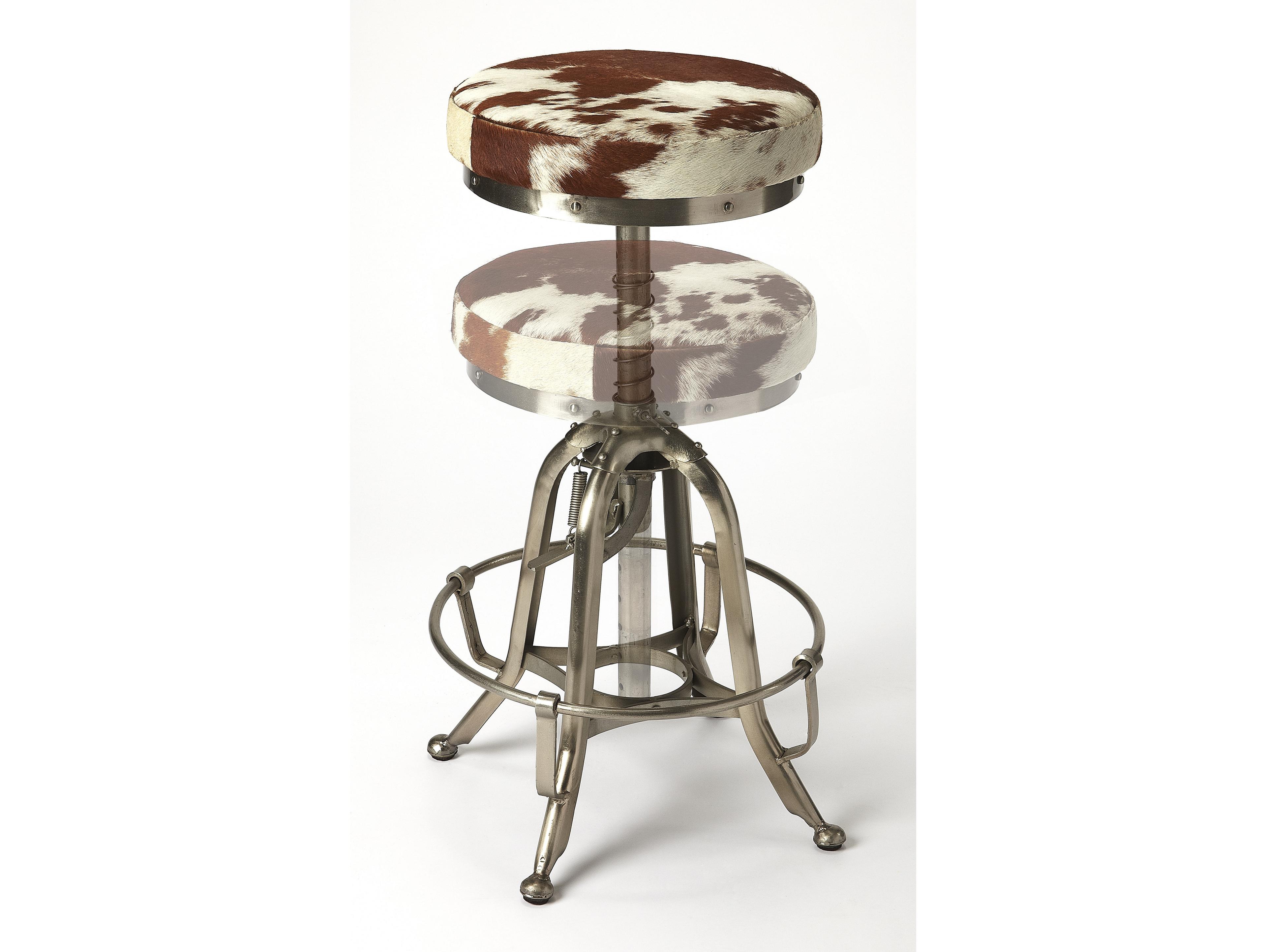 Butler Donovan Brown And White Leather Adjustable Bar Stool