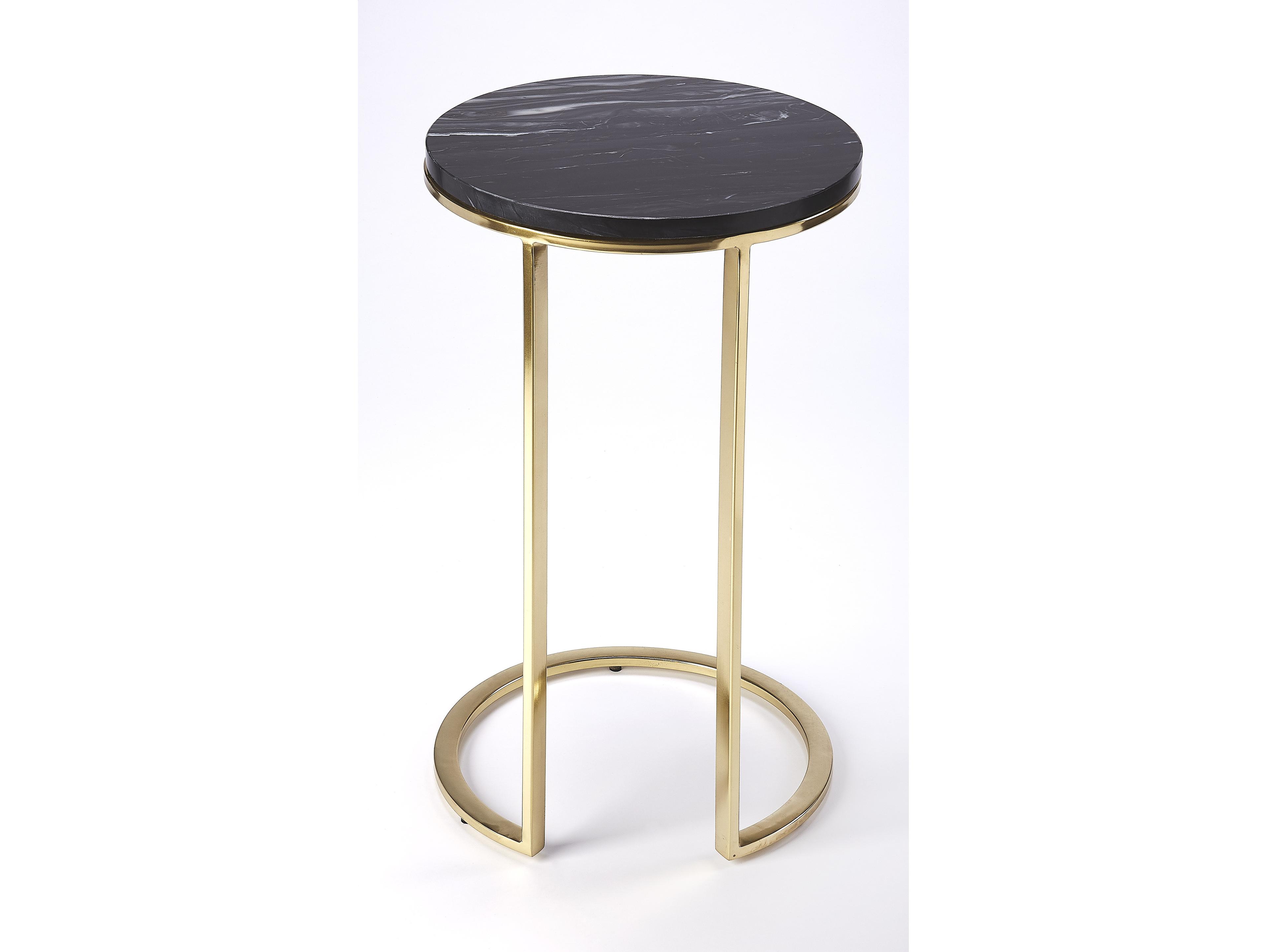 Butler Martel Round Marble Polished Gold End Table