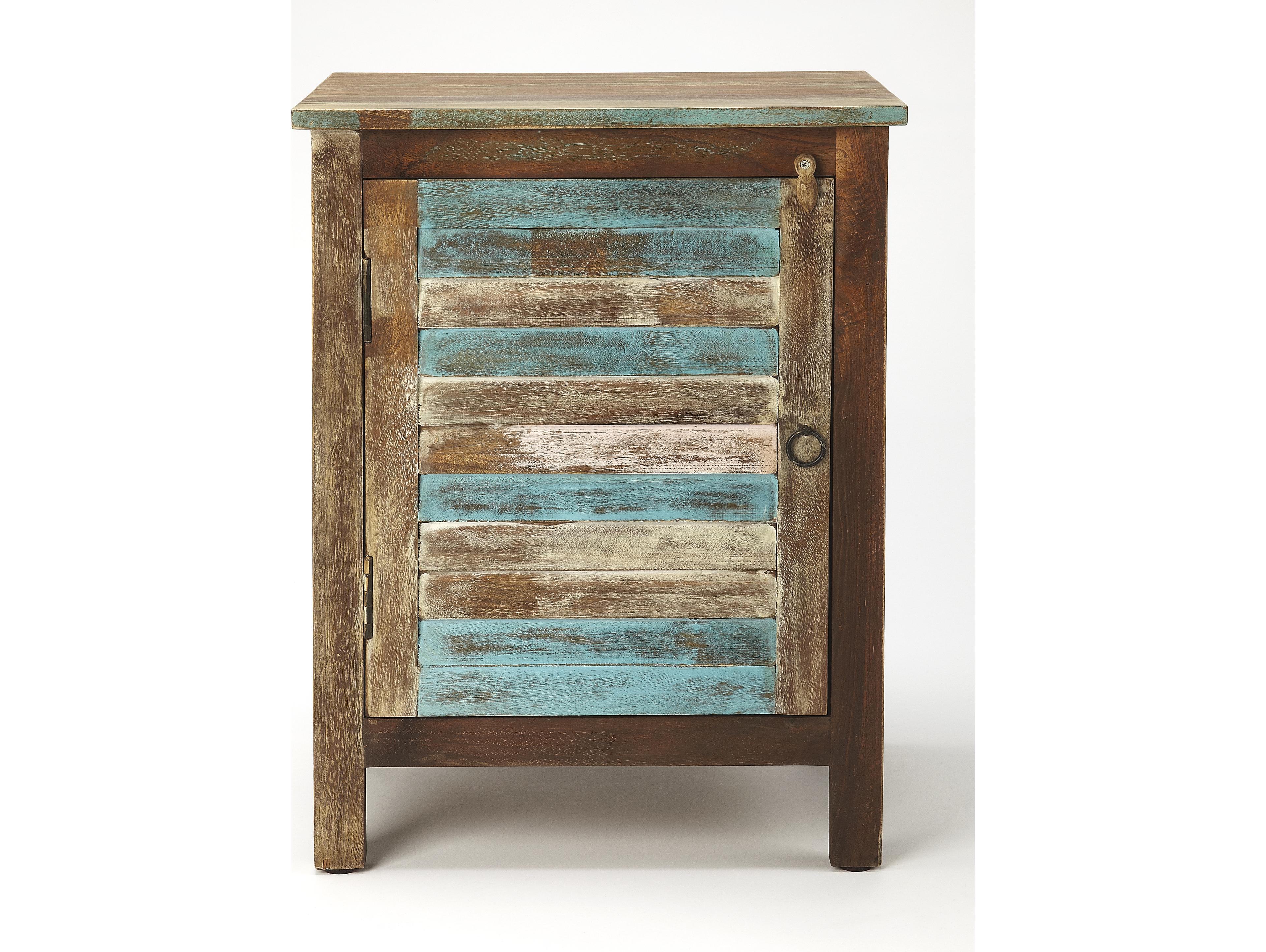 Butler Rustic Shutter Artifacts Brown Mango Wood Accent Cabinet