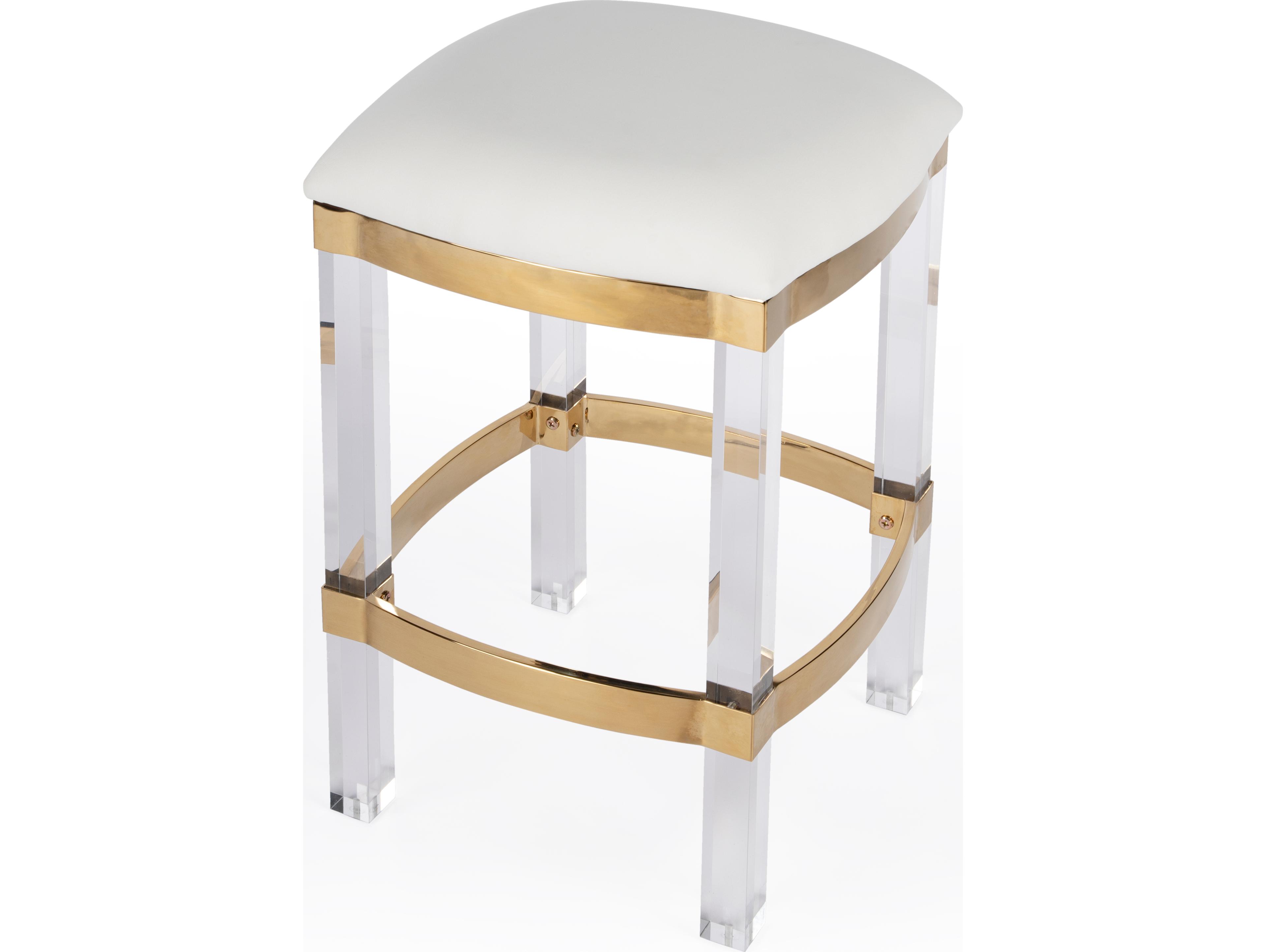 Butler Jordan Polished Gold Faux Leather Counter Stool