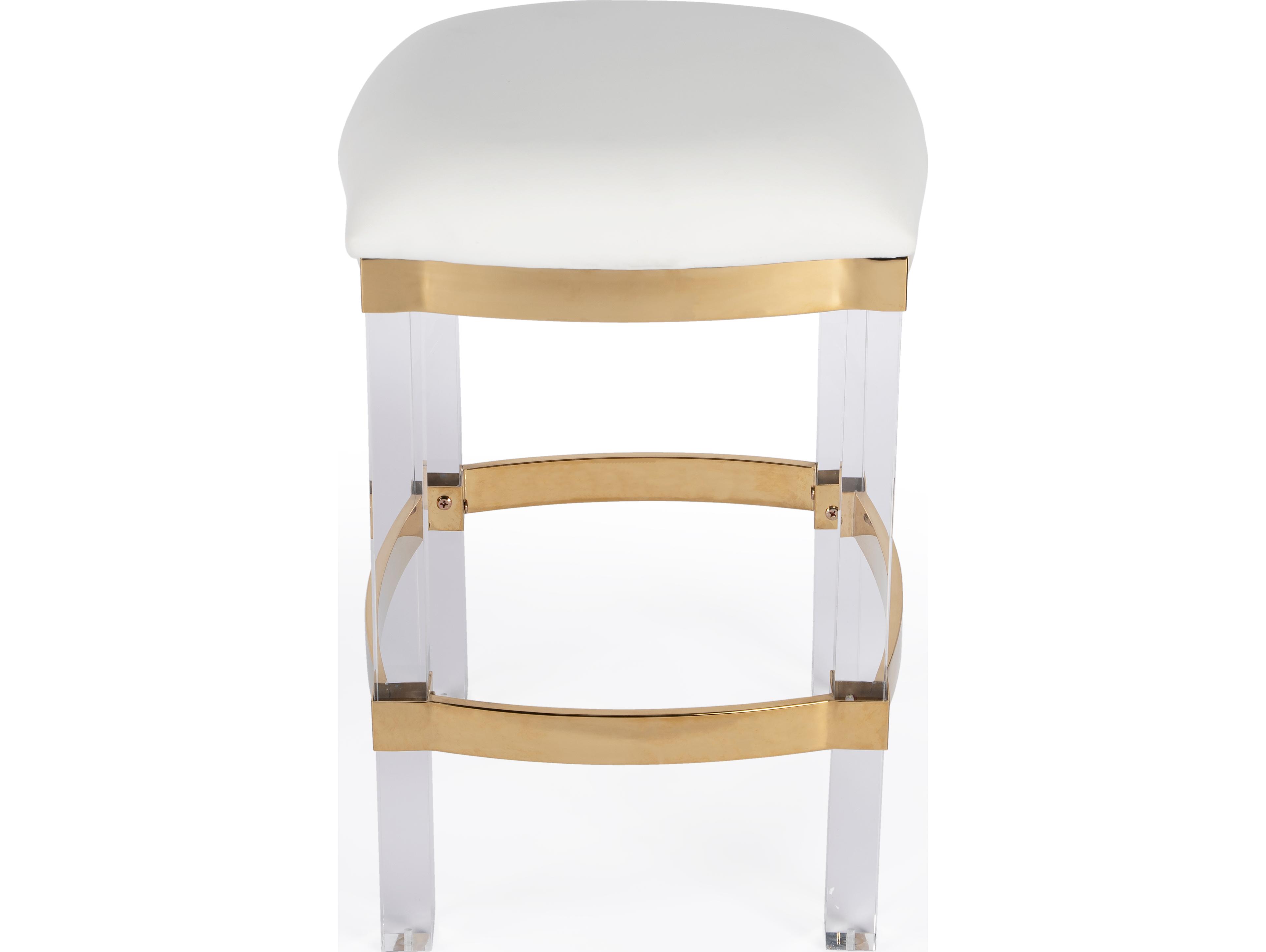 Butler Jordan Polished Gold Faux Leather Counter Stool