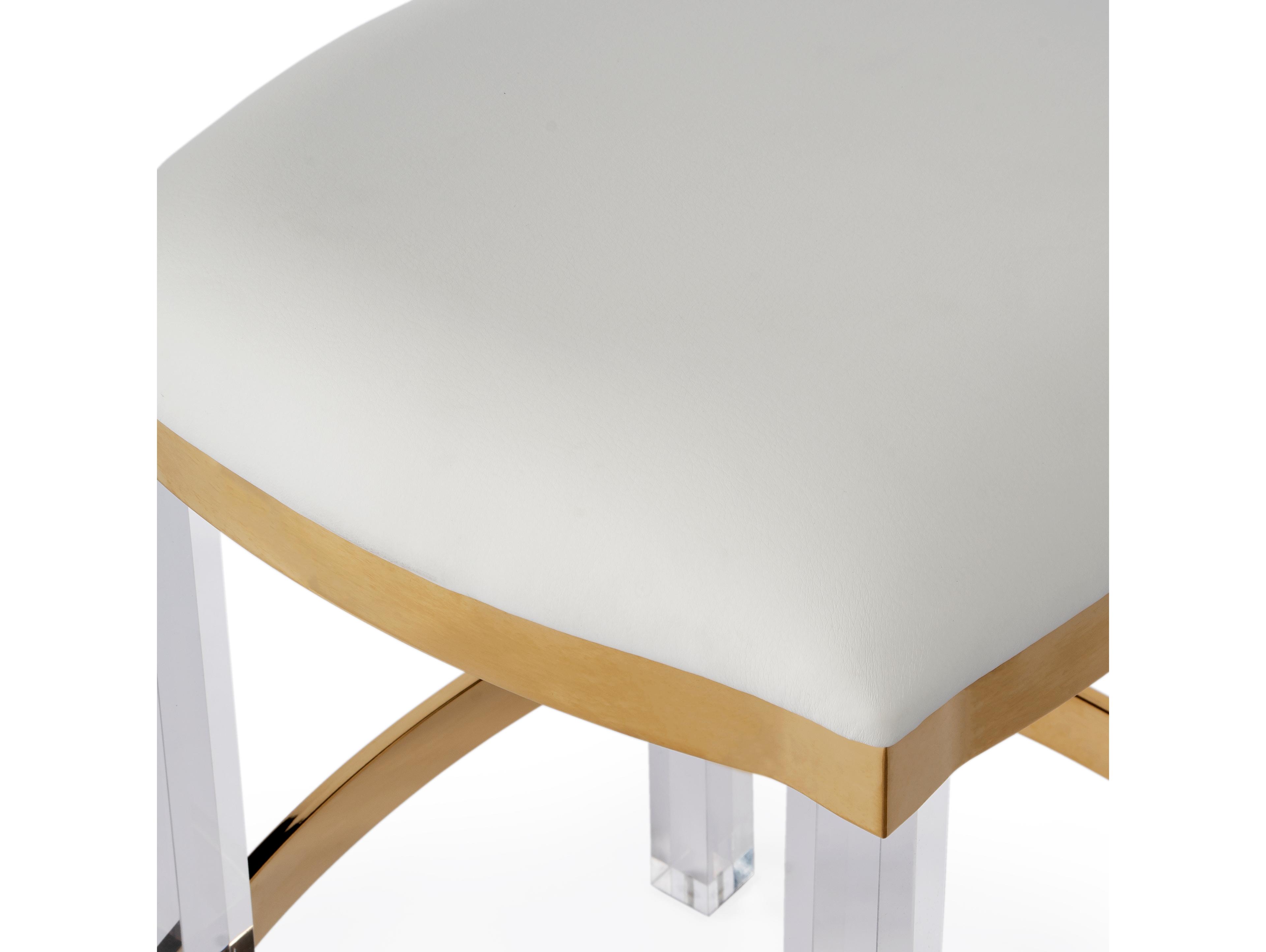 Butler Jordan Polished Gold Faux Leather Counter Stool