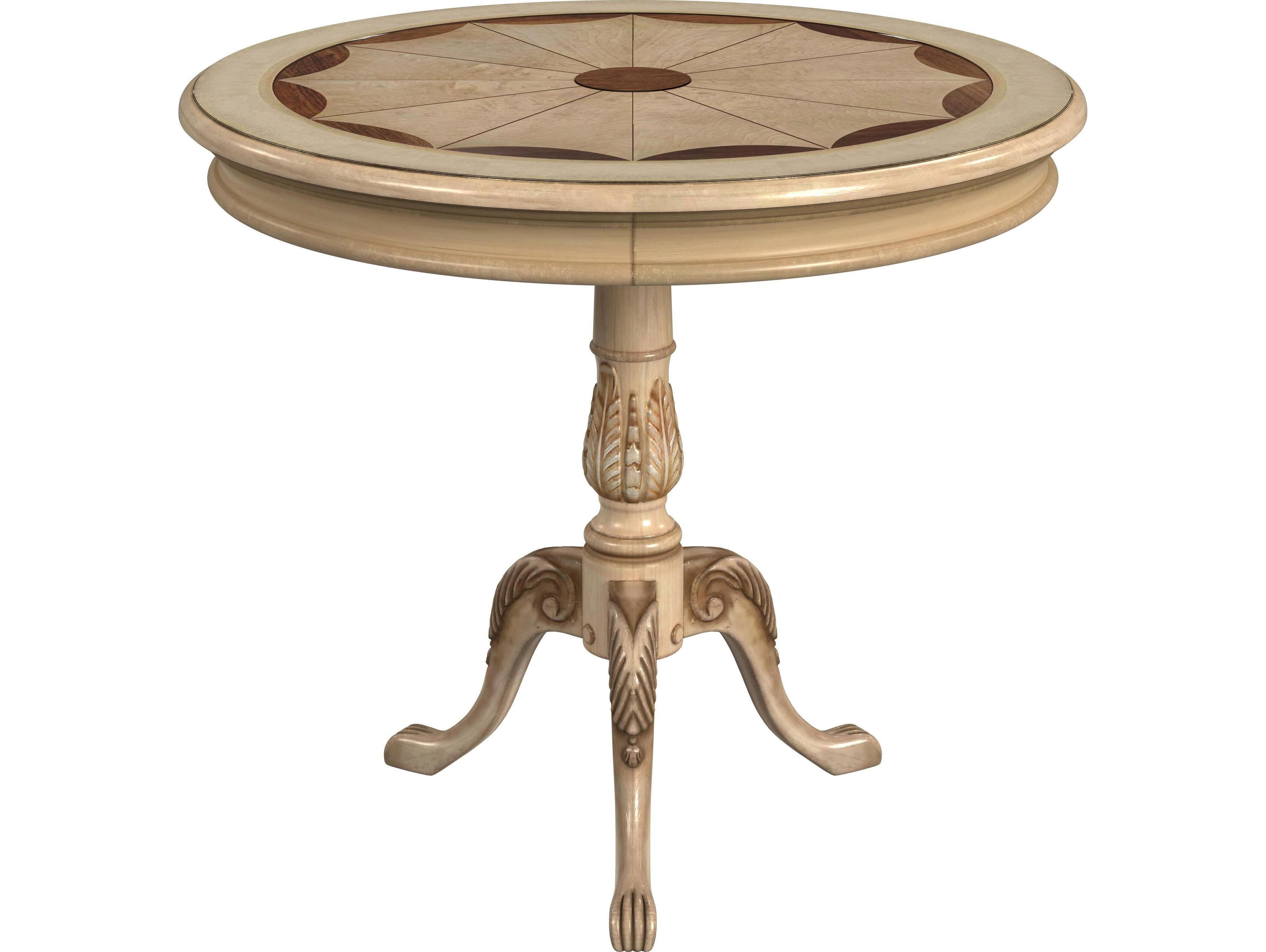 Butler Carissa Round Wood Antique Beige End Table