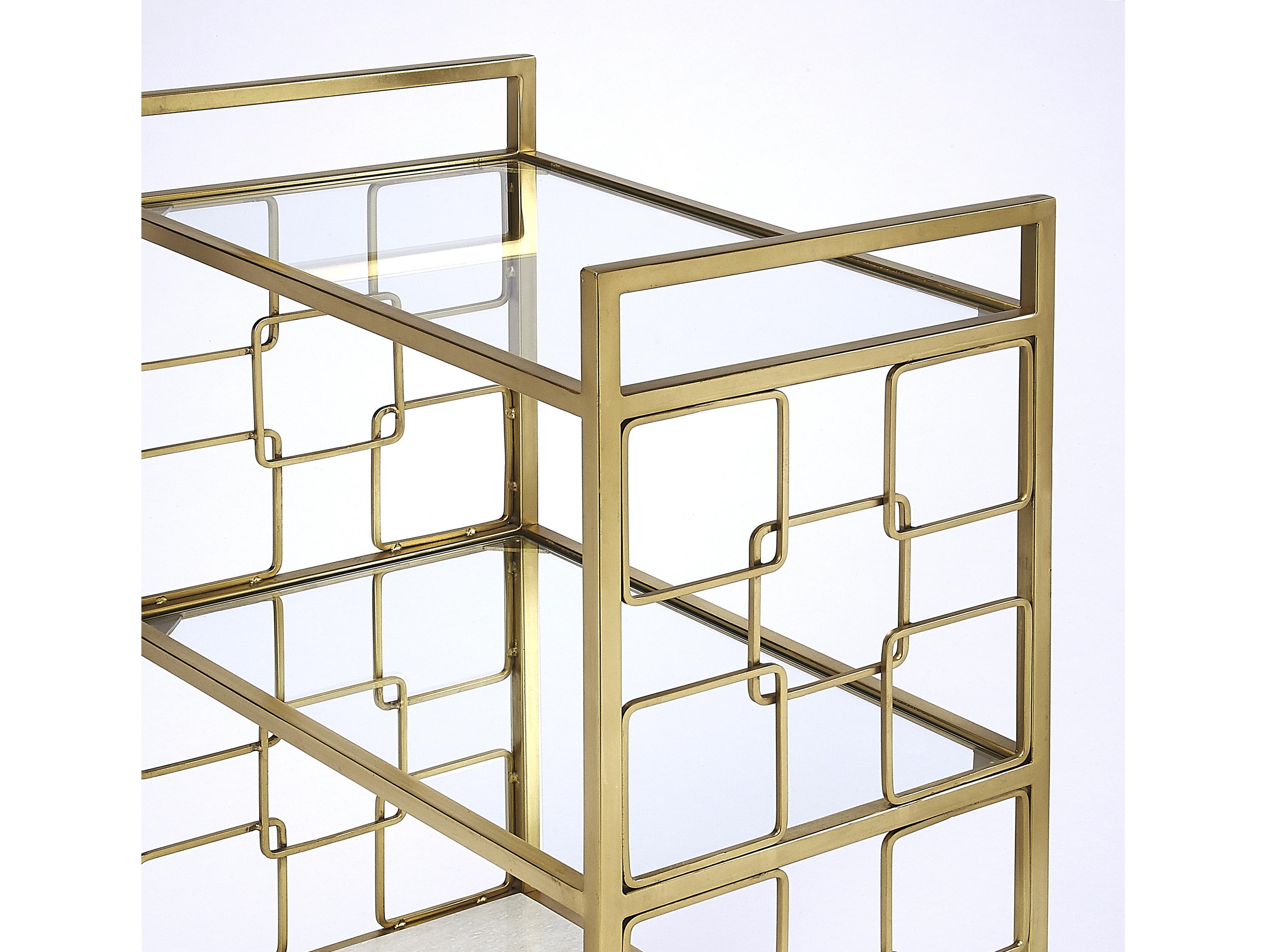 Butler Arcadia Glass Polished Gold Bar Cart