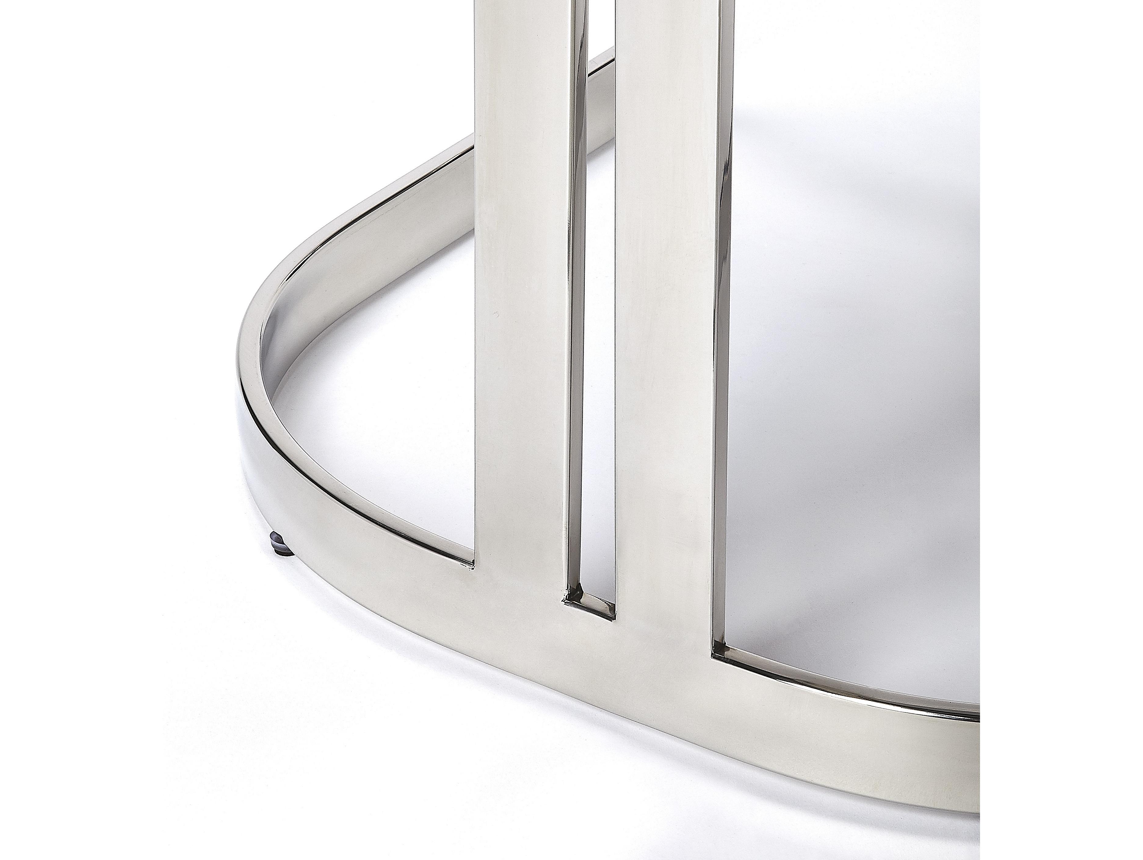 Butler Clarence Nickel Plated White Faux Leather Counter Stool