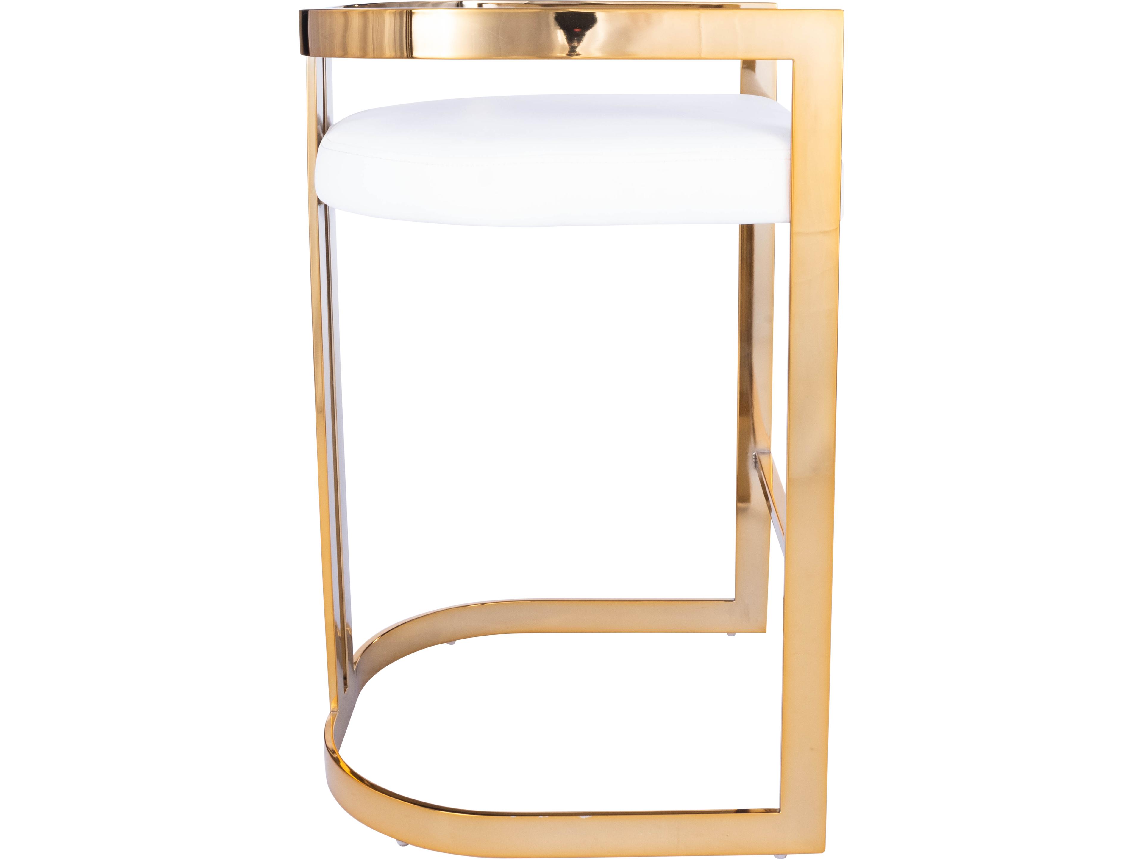 Butler Clarence Polished Gold White Faux Leather Counter Stool