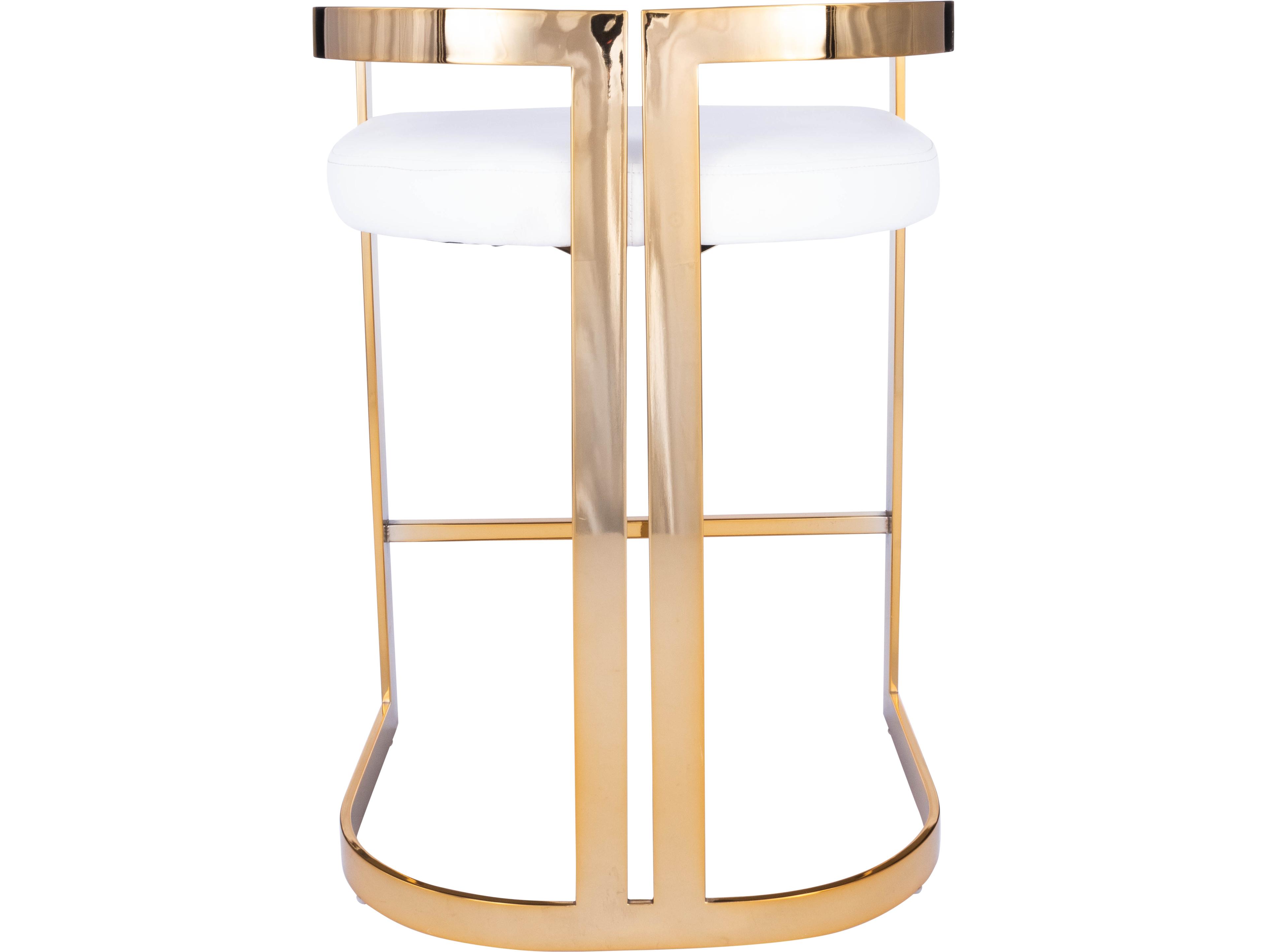 Butler Clarence Polished Gold White Faux Leather Counter Stool