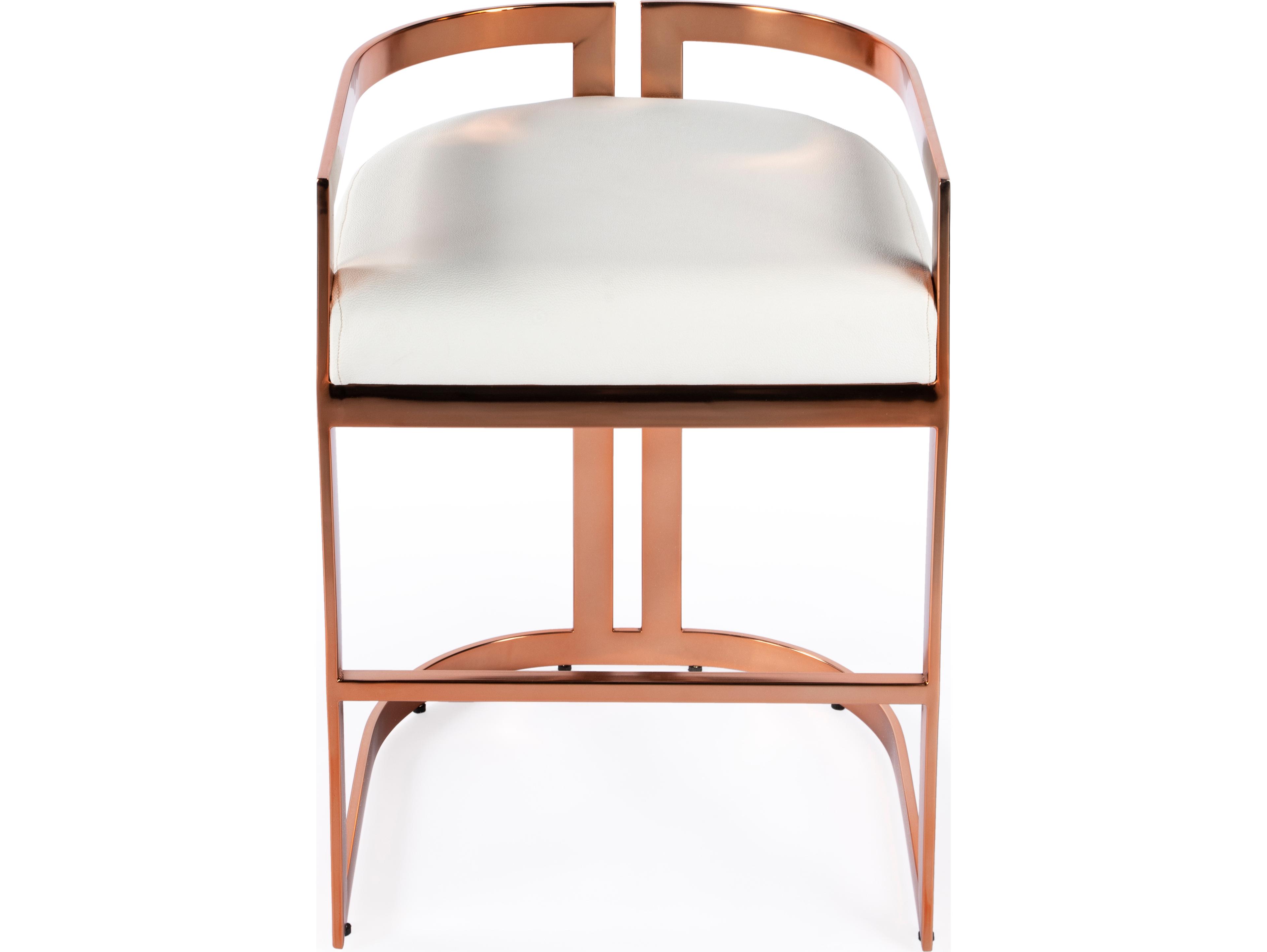 Butler Clarence Rose Gold White Faux Leather Counter Stool