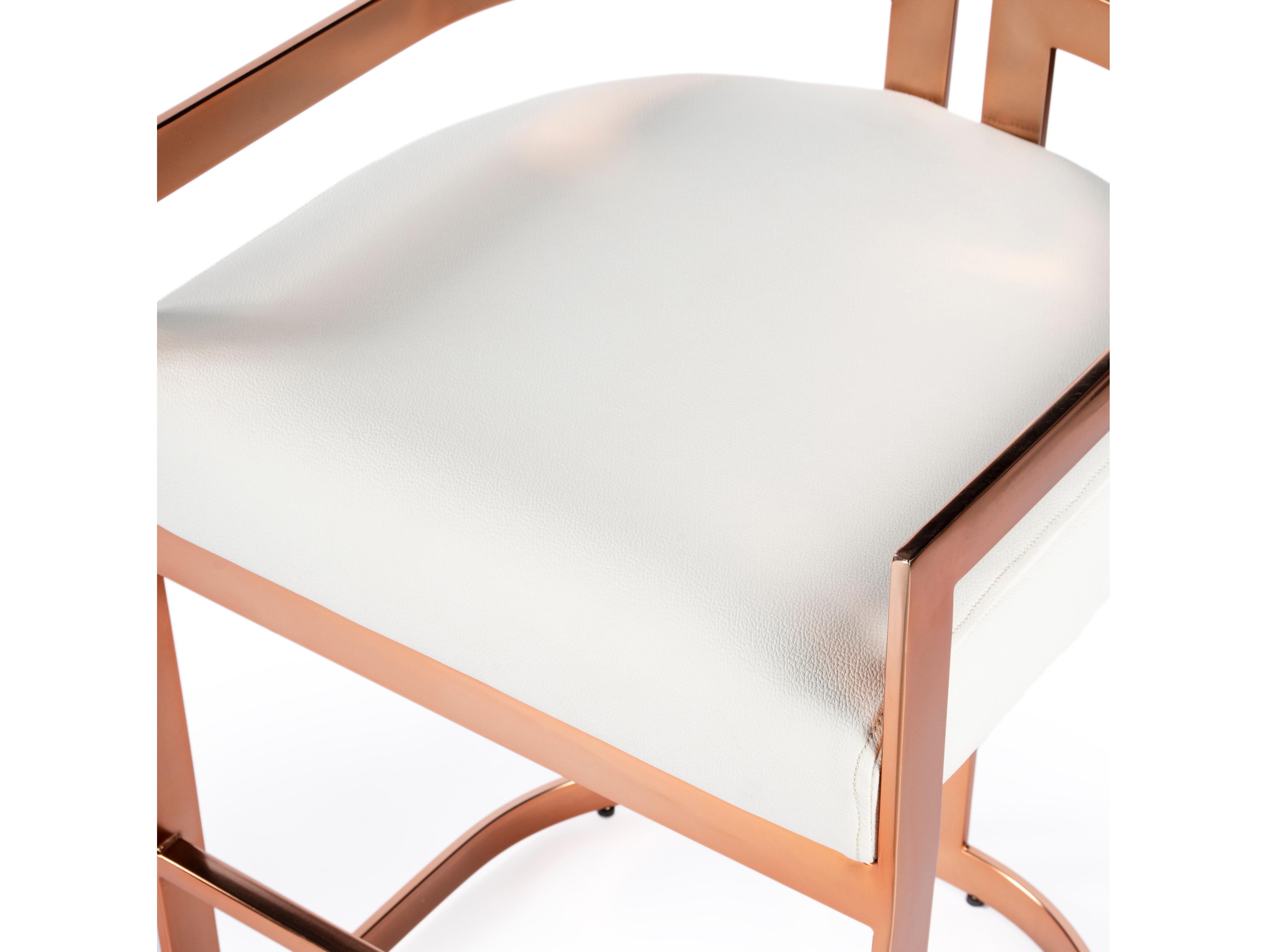 Butler Clarence Rose Gold White Faux Leather Counter Stool