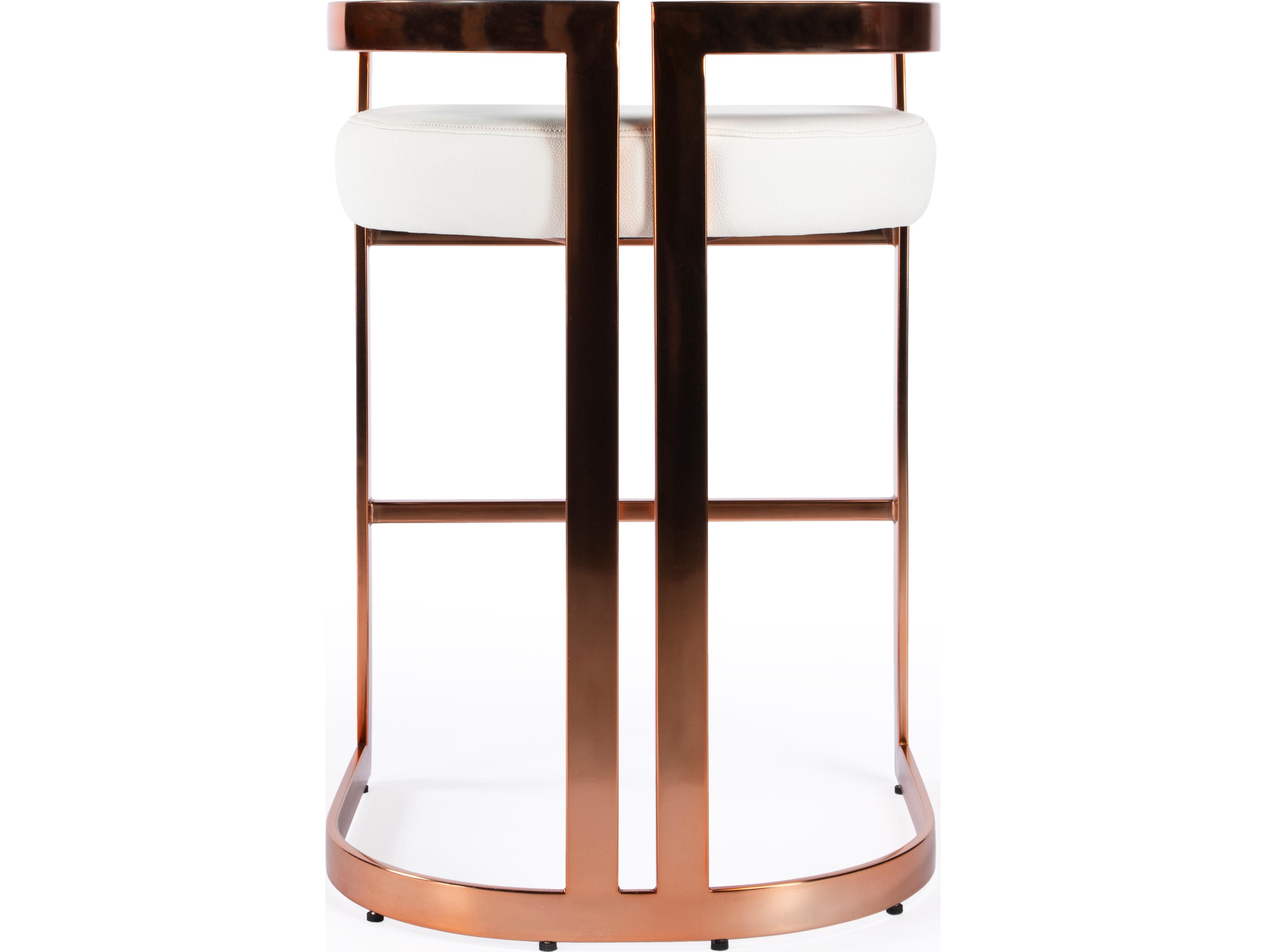 Butler Clarence Rose Gold White Faux Leather Counter Stool