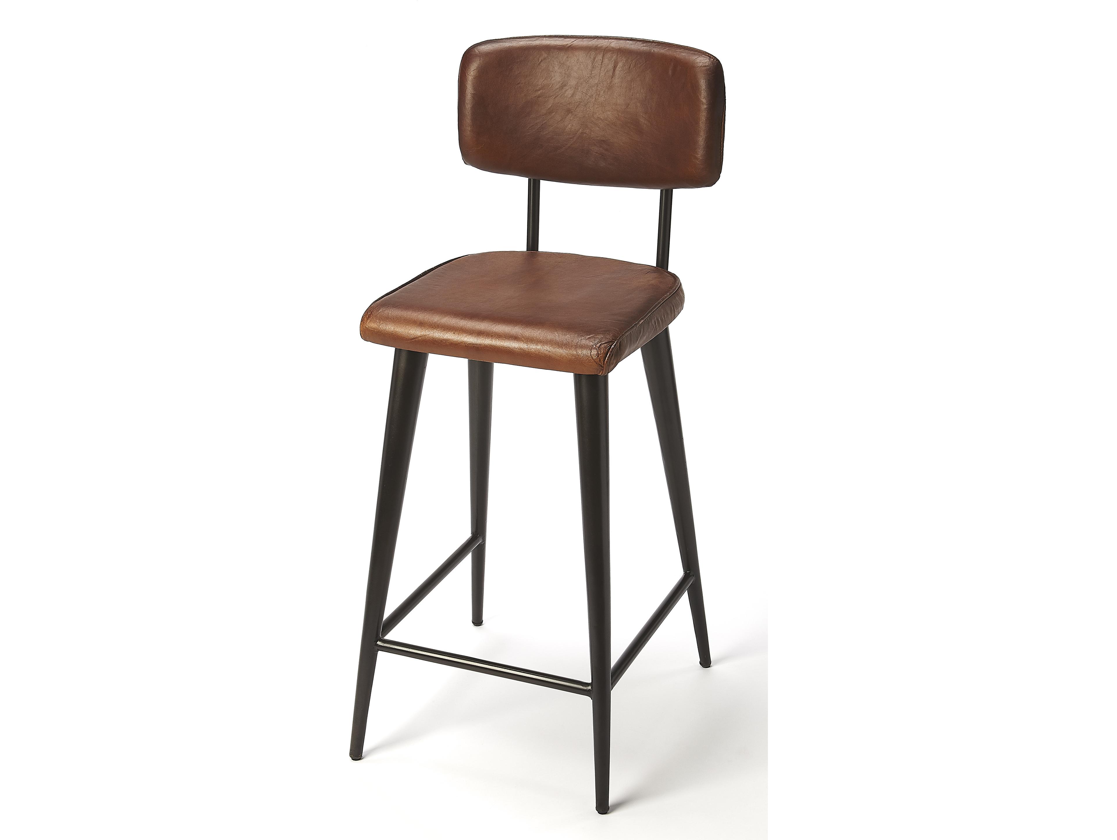 Butler Saddle Brown Leather Counter Stool