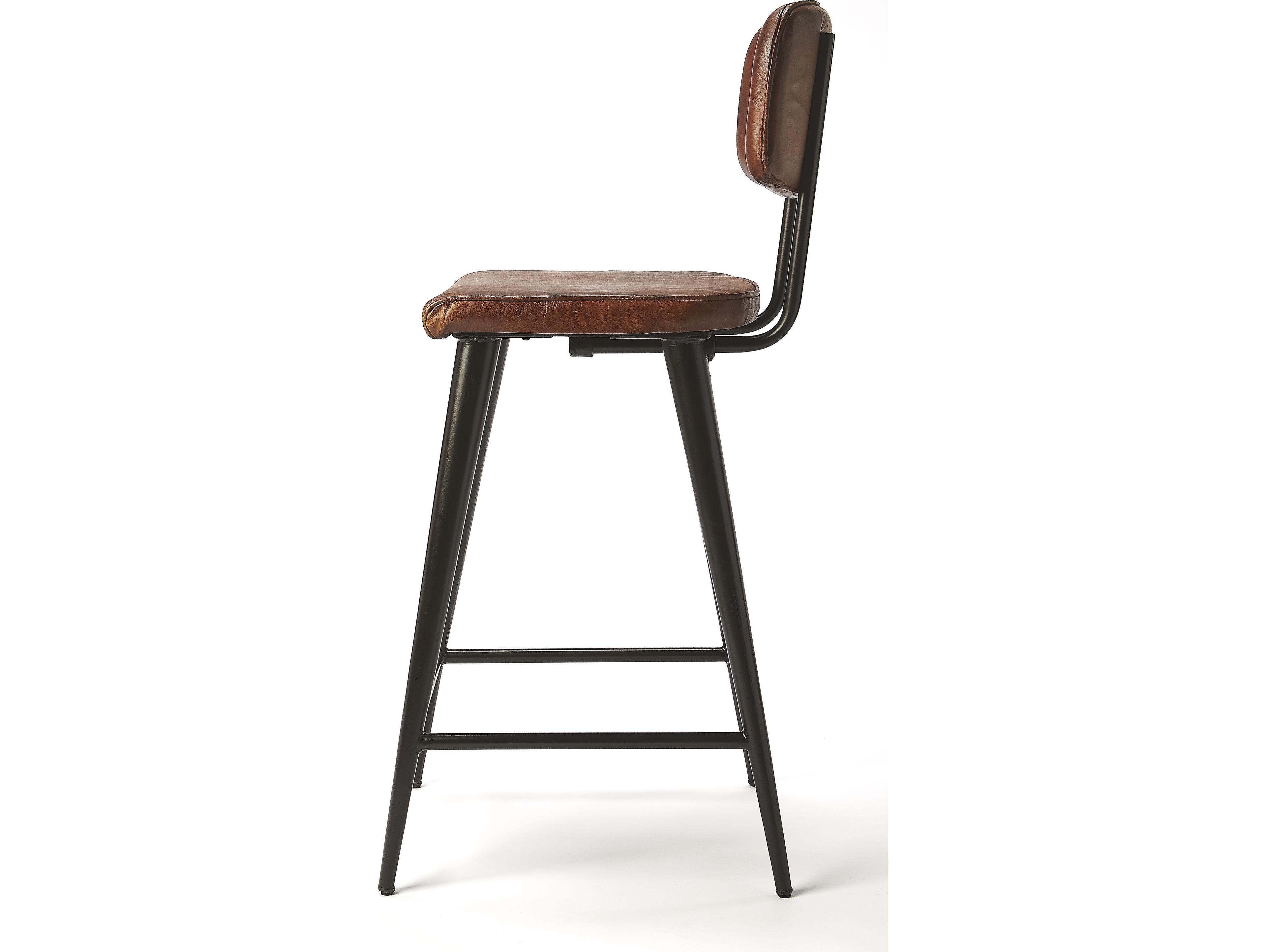 Butler Saddle Brown Leather Counter Stool