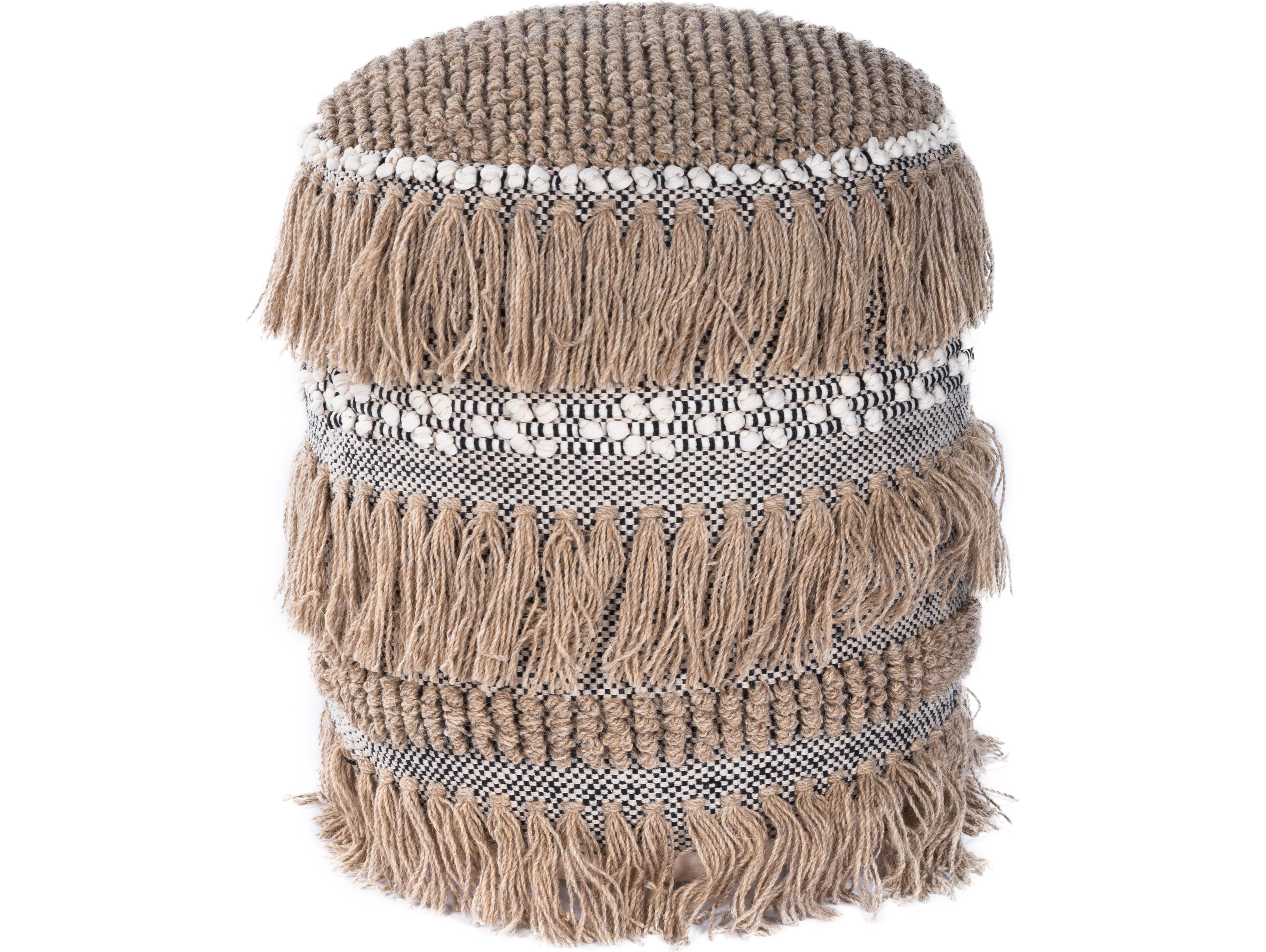 Butler Zoey Beige Upholstered Pouf