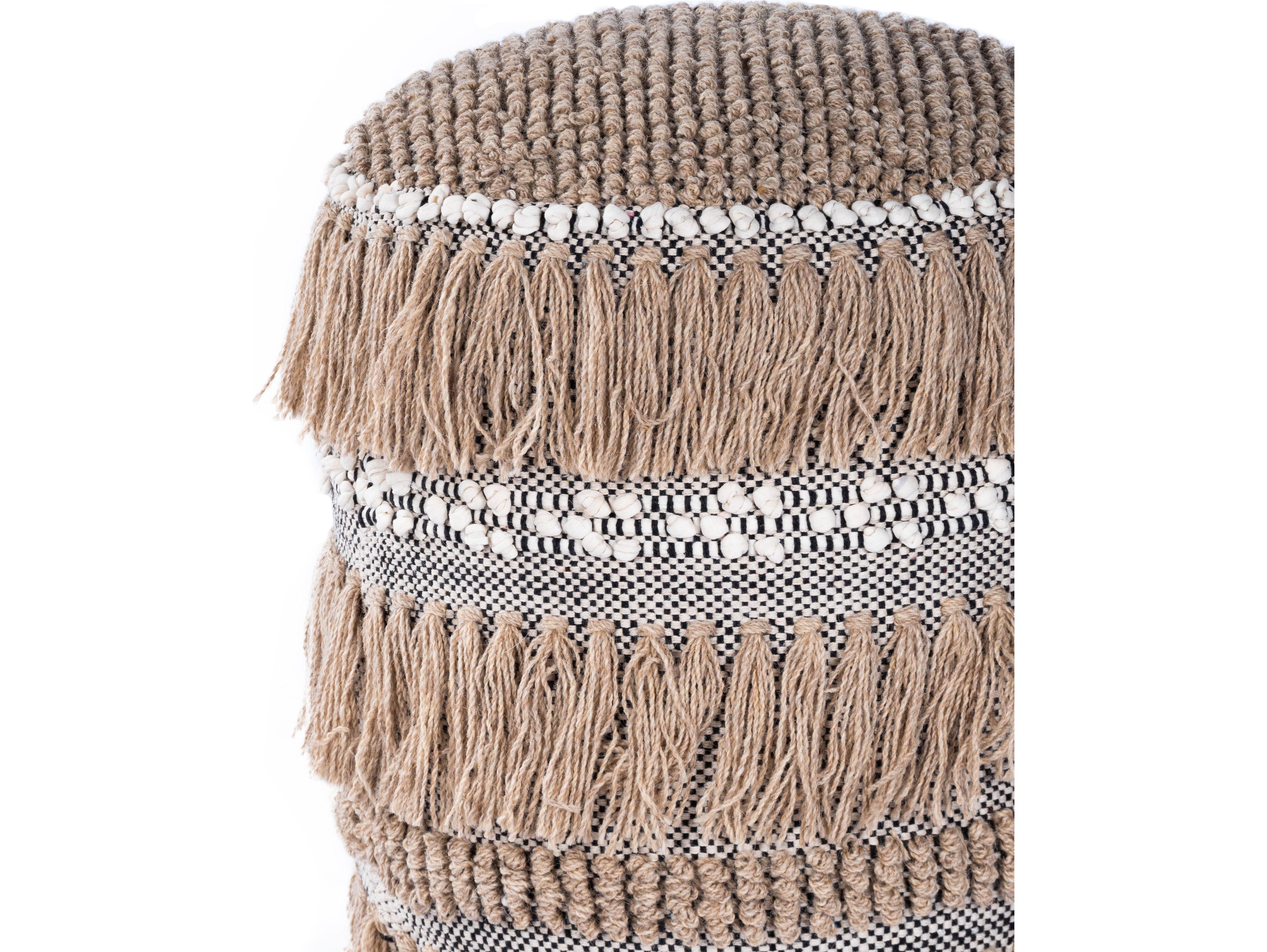 Butler Zoey Beige Upholstered Pouf