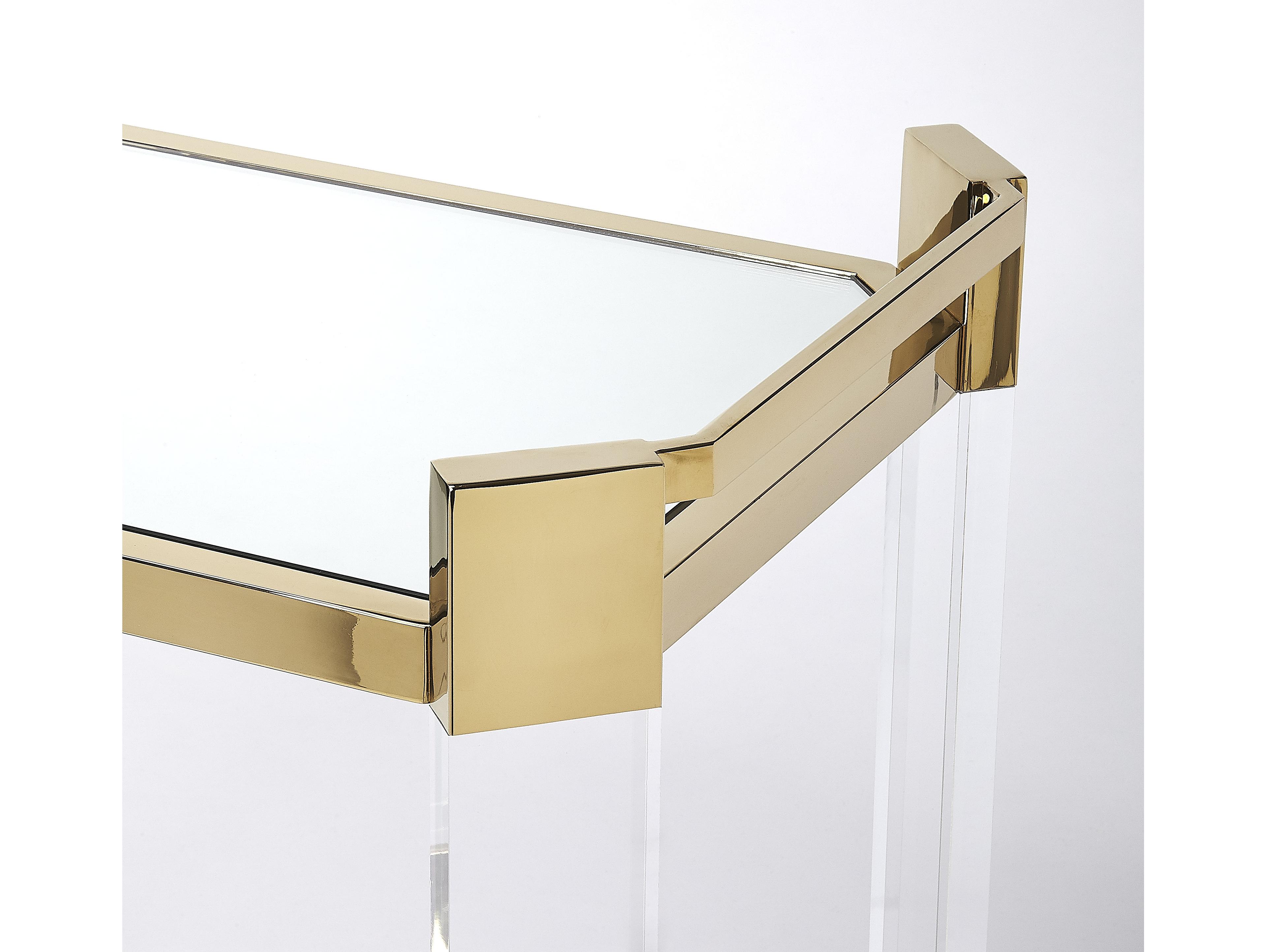 Butler Charlevoix Glass Polished Gold Serving Cart