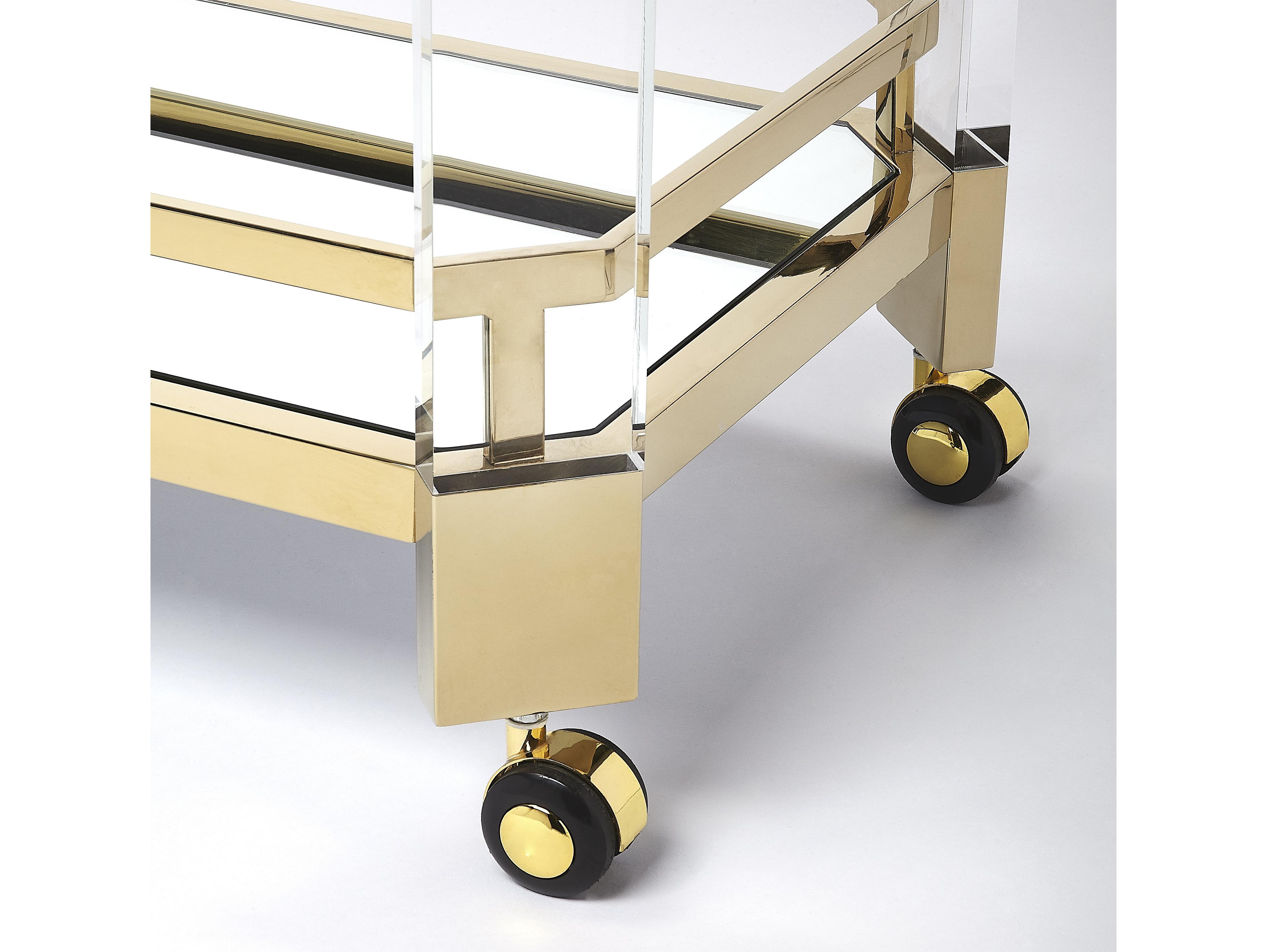 Butler Charlevoix Glass Polished Gold Serving Cart