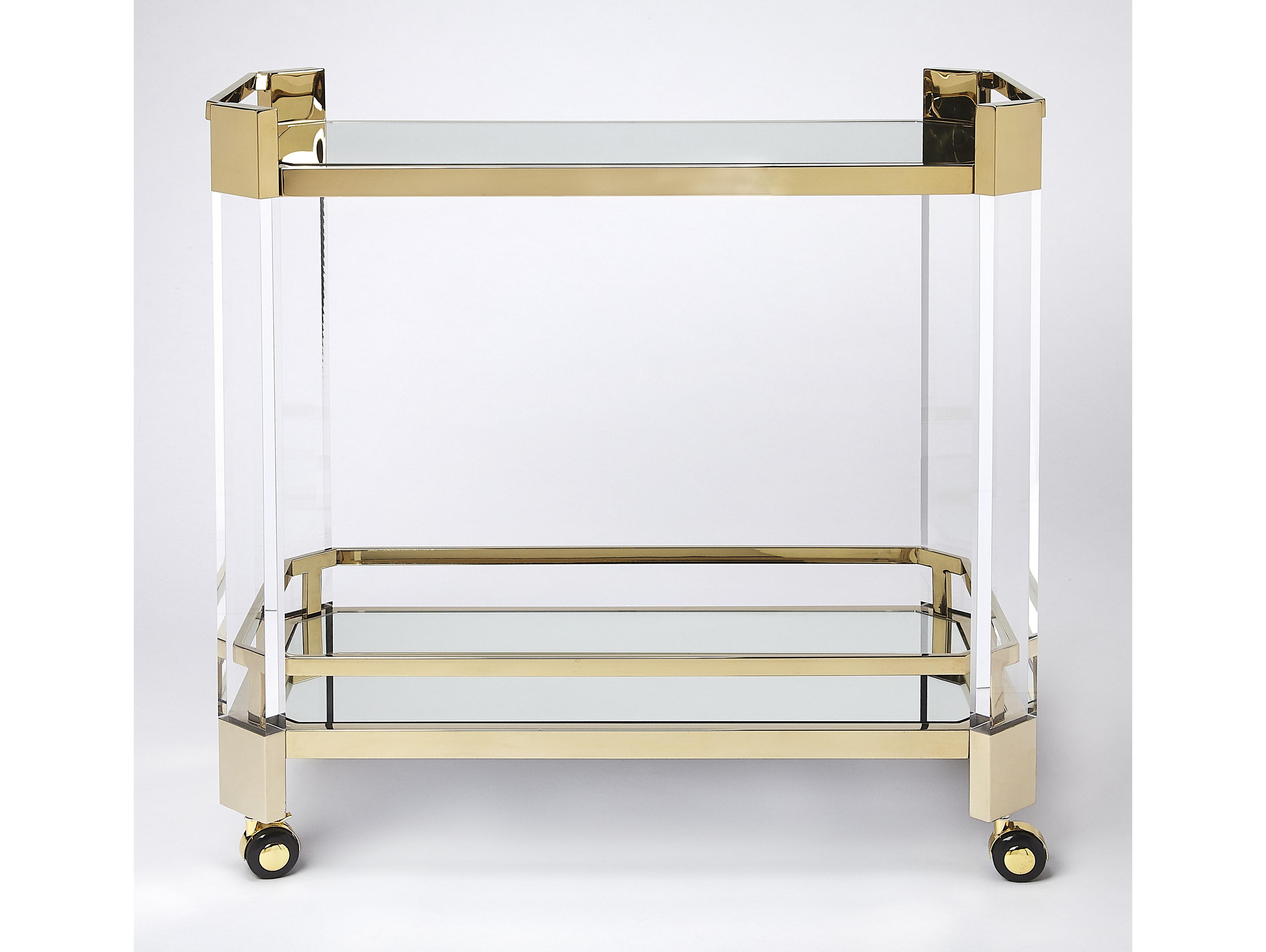 Butler Charlevoix Glass Polished Gold Serving Cart