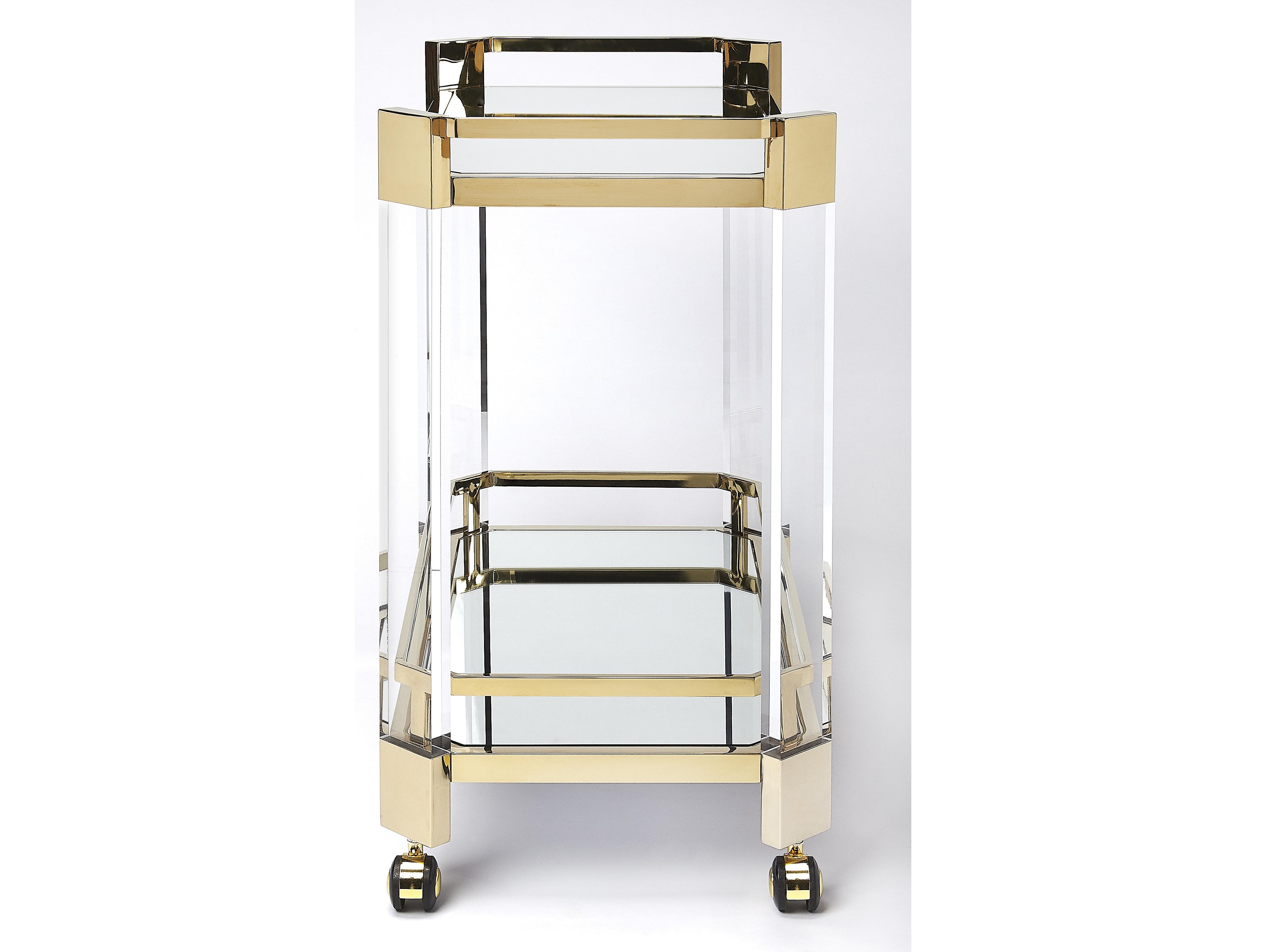 Butler Charlevoix Glass Polished Gold Serving Cart