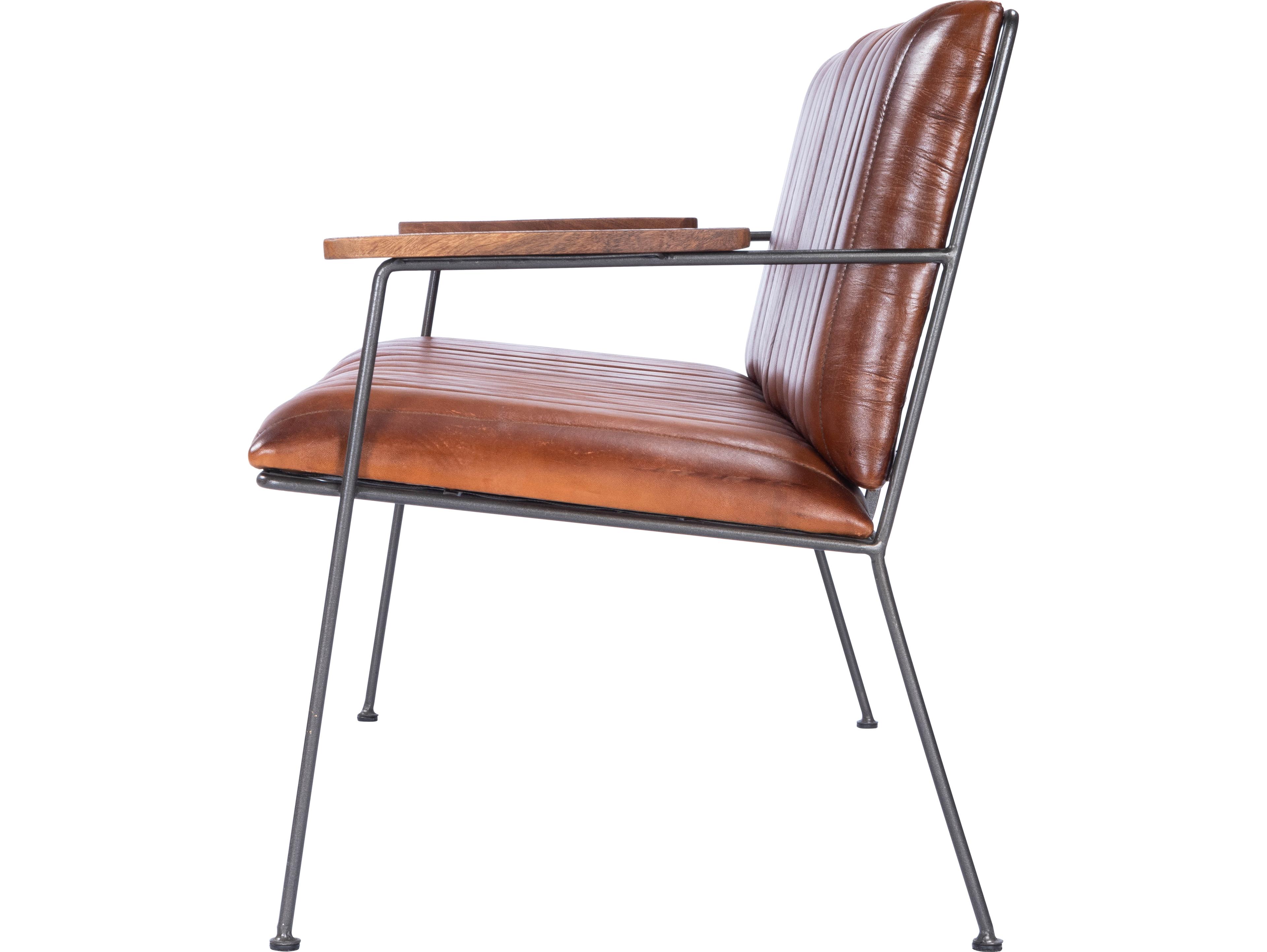 Butler Phoenix Industrial Chic Brown Leather Accent Bench