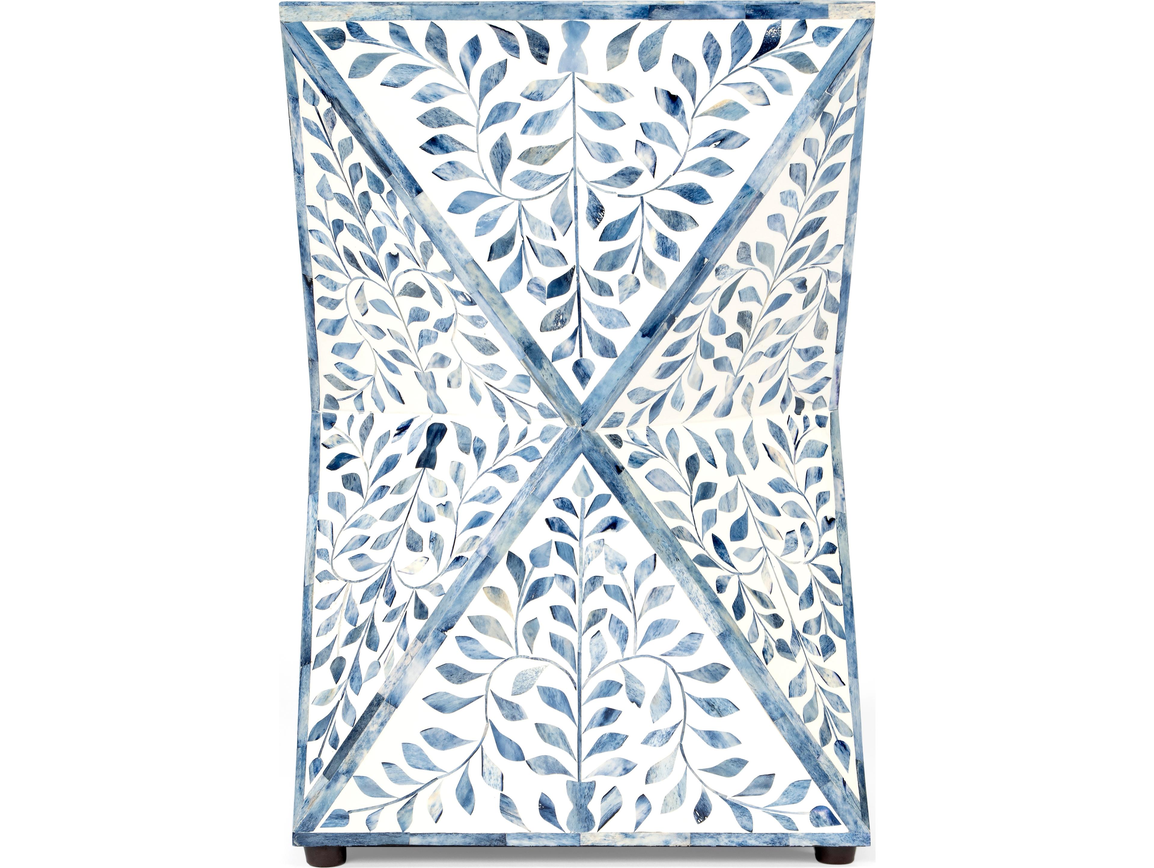 Butler Trubadur Square Wood Blue And White Bone End Table