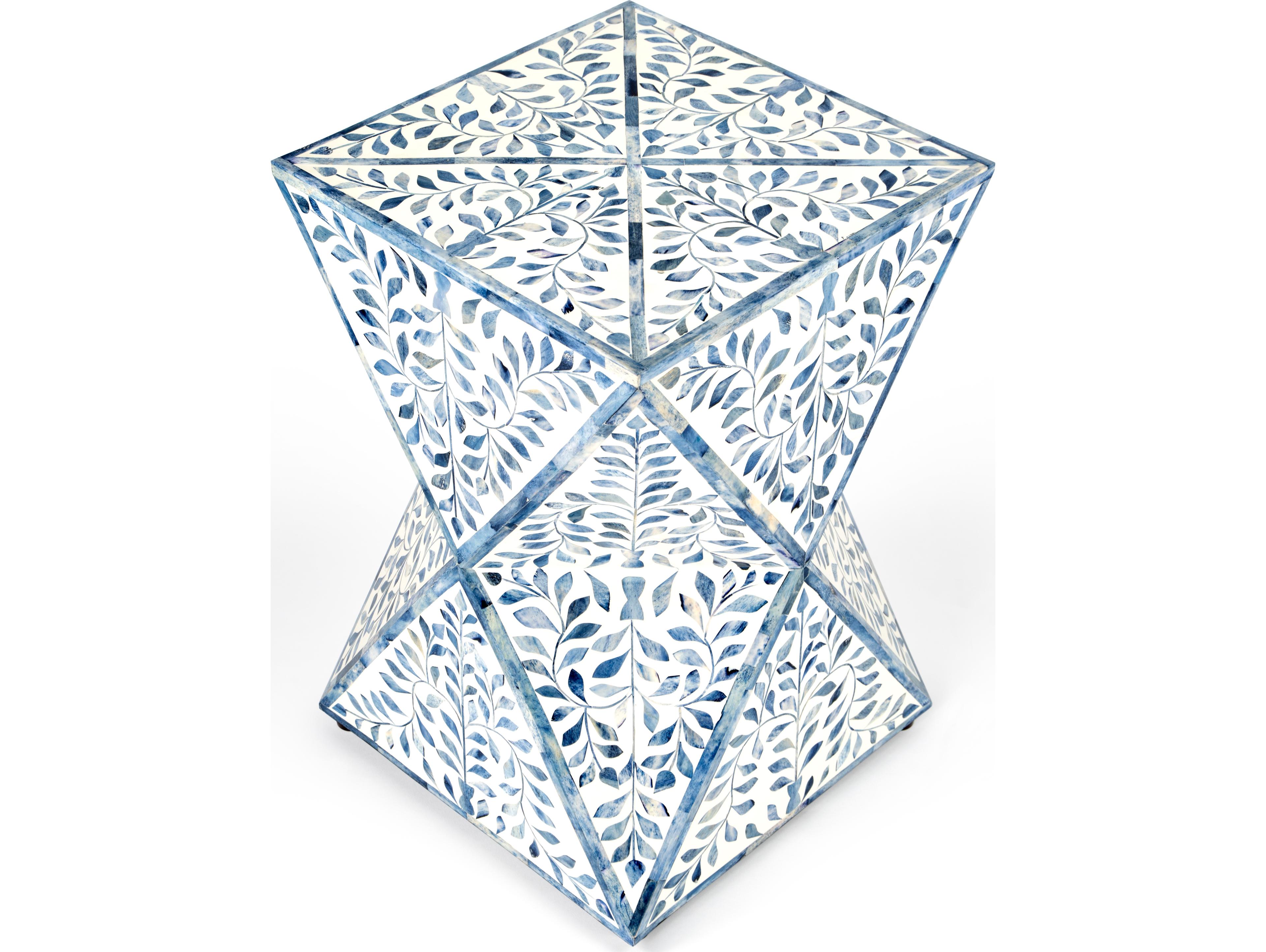 Butler Trubadur Square Wood Blue And White Bone End Table