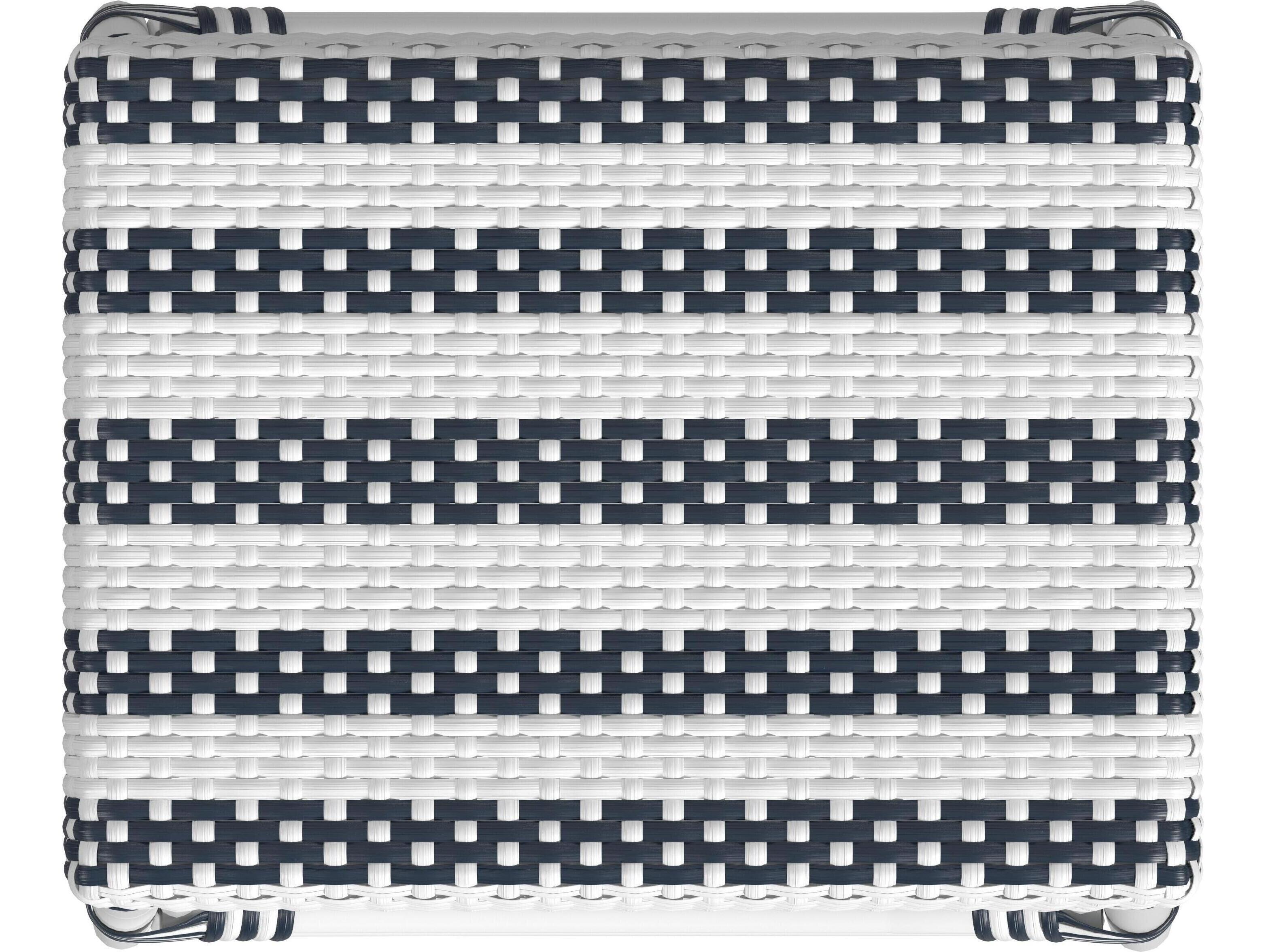 Butler Robias White navy Stripe Rattan Frame Counter Stool