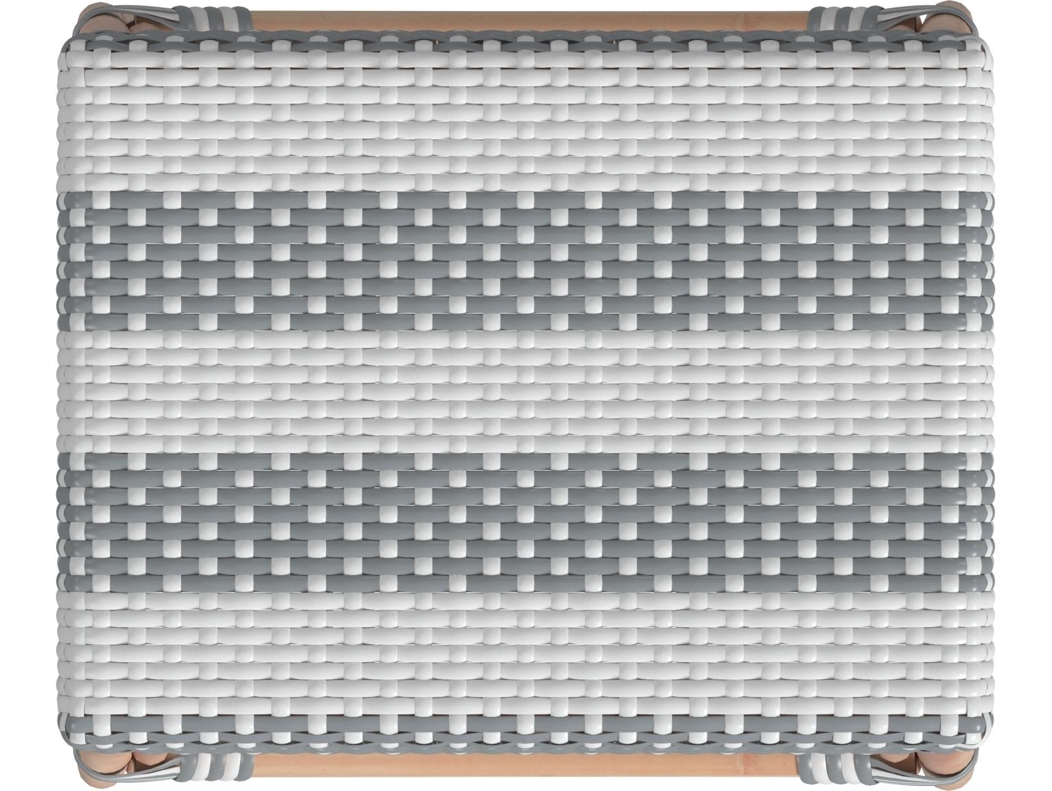 Butler Robias Gray white Stripe Natural Rattan Frame Counter Stool