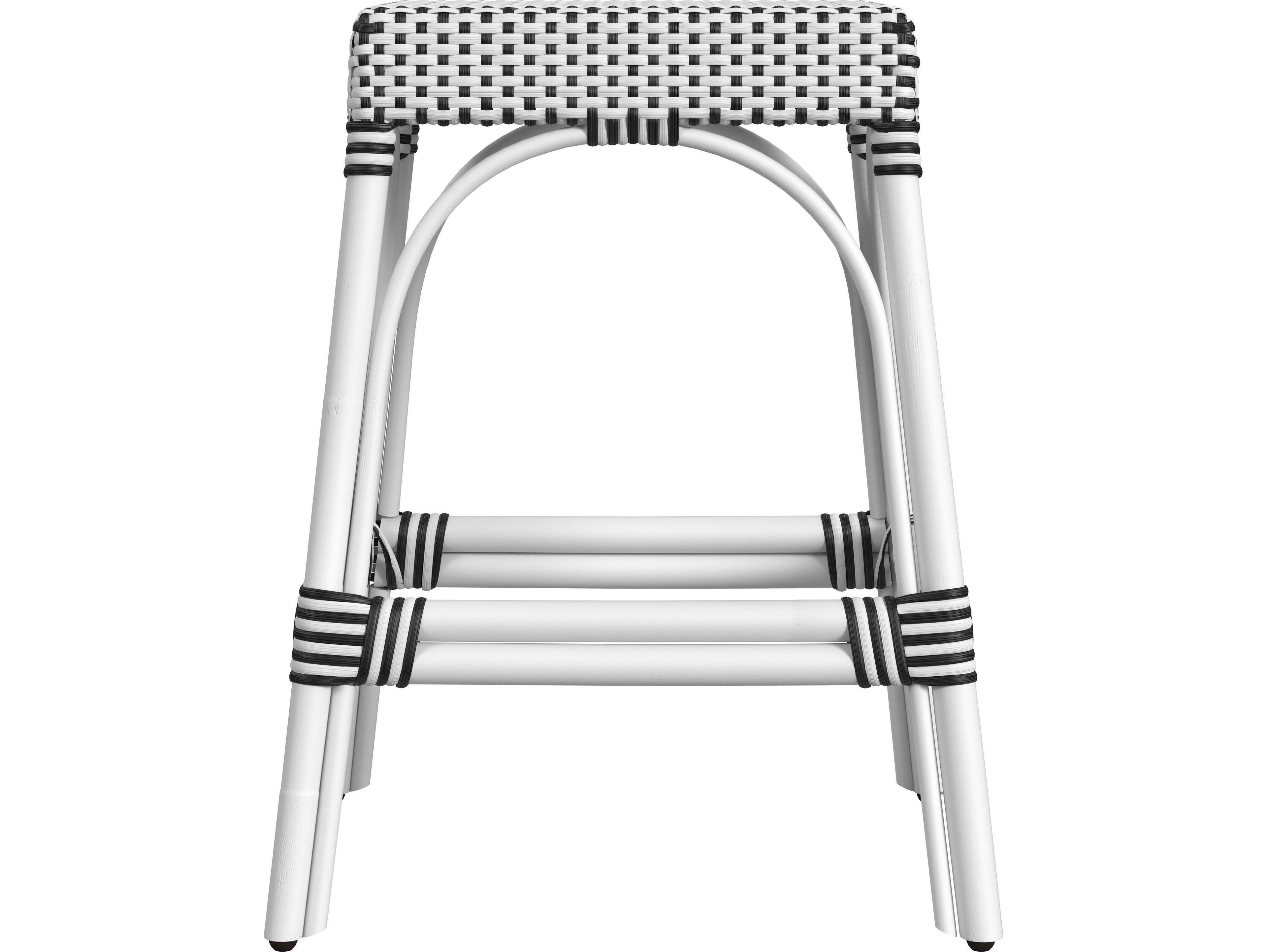 Butler Robias White black Dot Rattan Frame Counter Stool