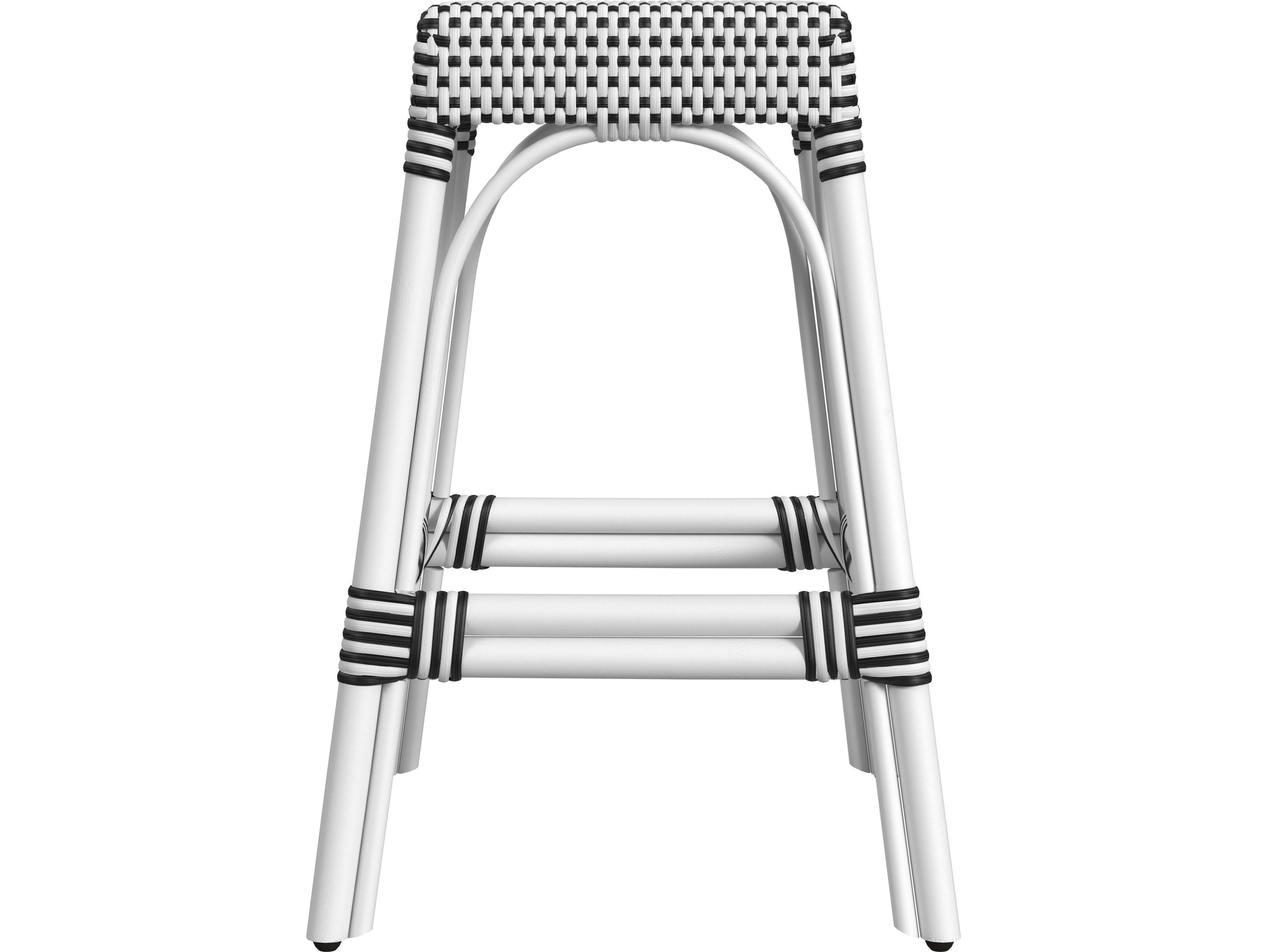 Butler Robias White black Dot Rattan Frame Counter Stool