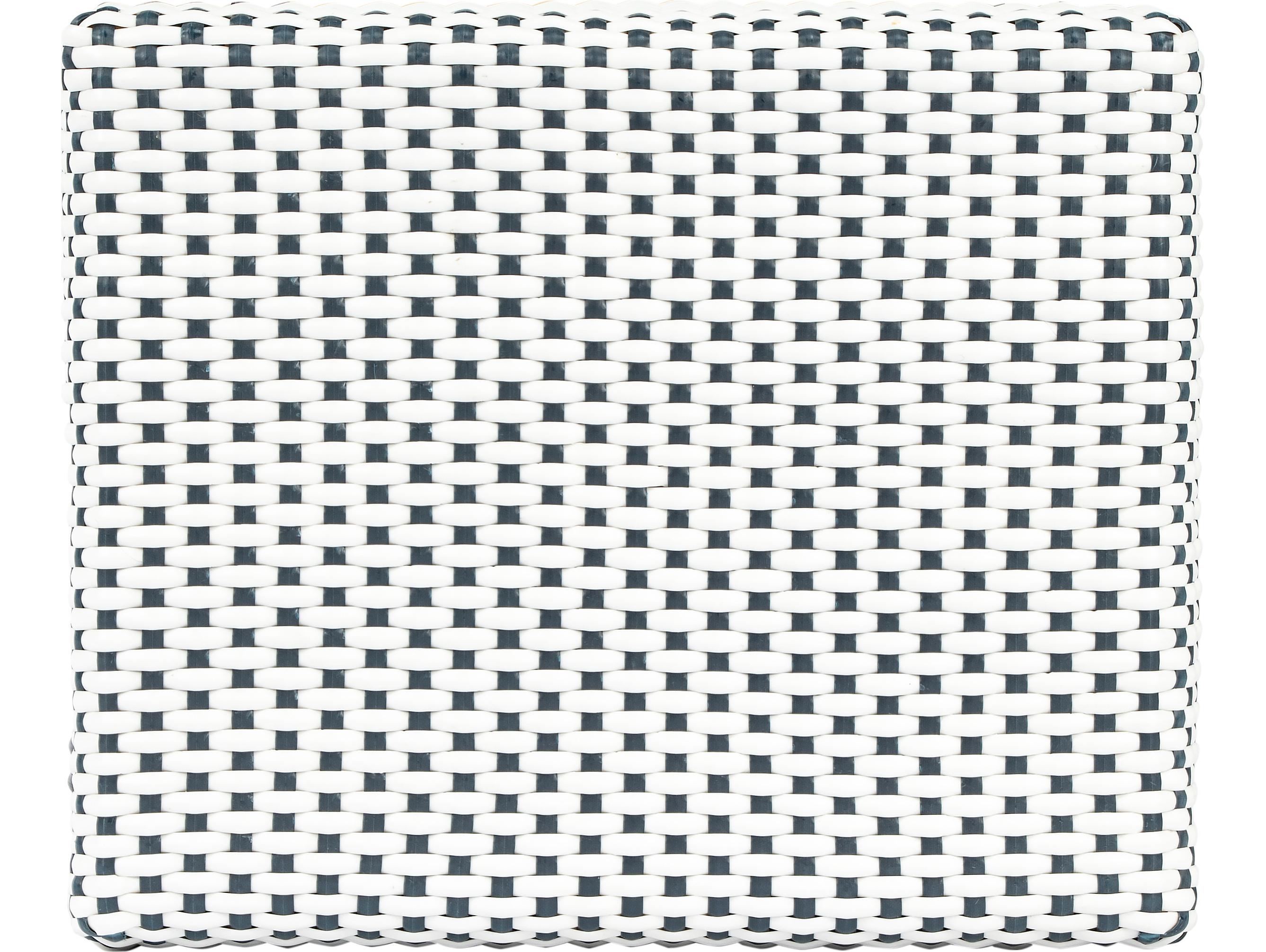 Butler Robias White navy Dot Natural Rattan Frame Counter Stool