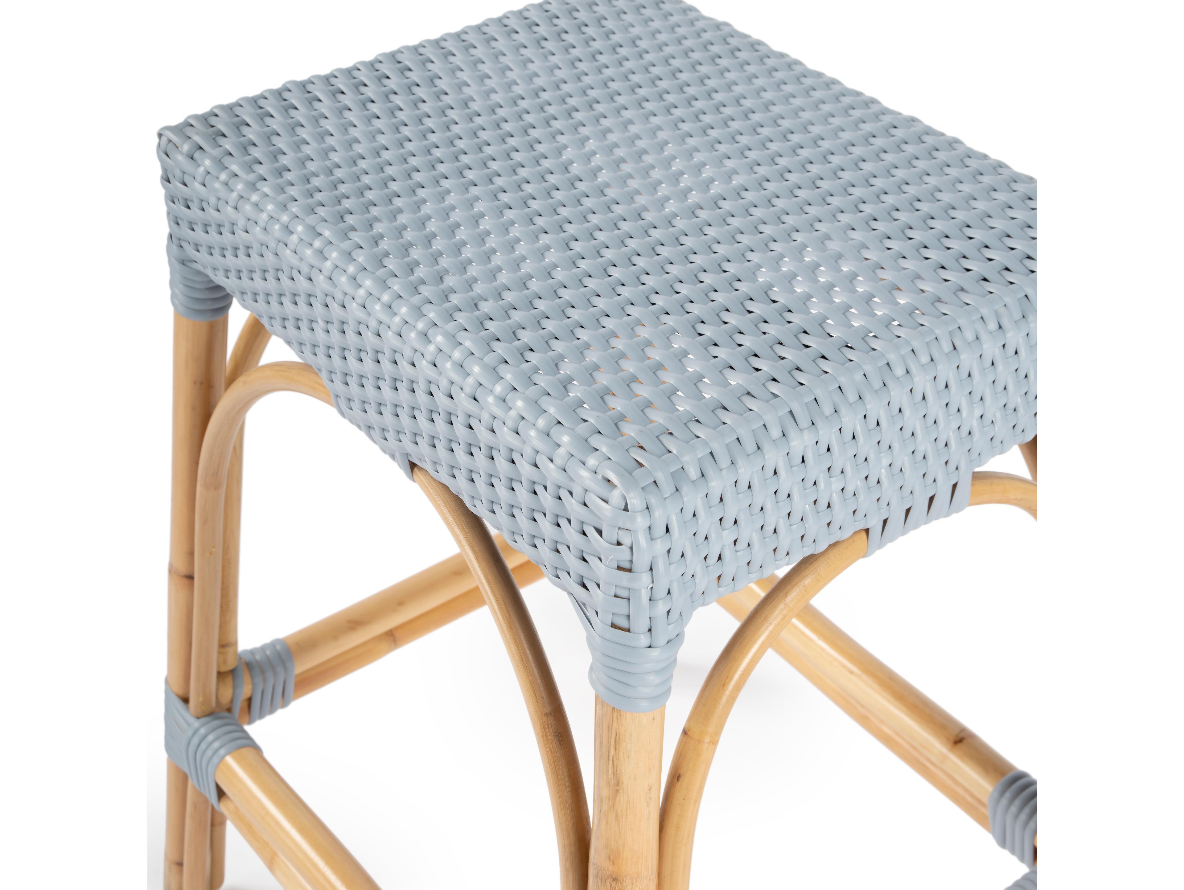 Butler Robias Baby Blue Natural Rattan Frame Counter Stool