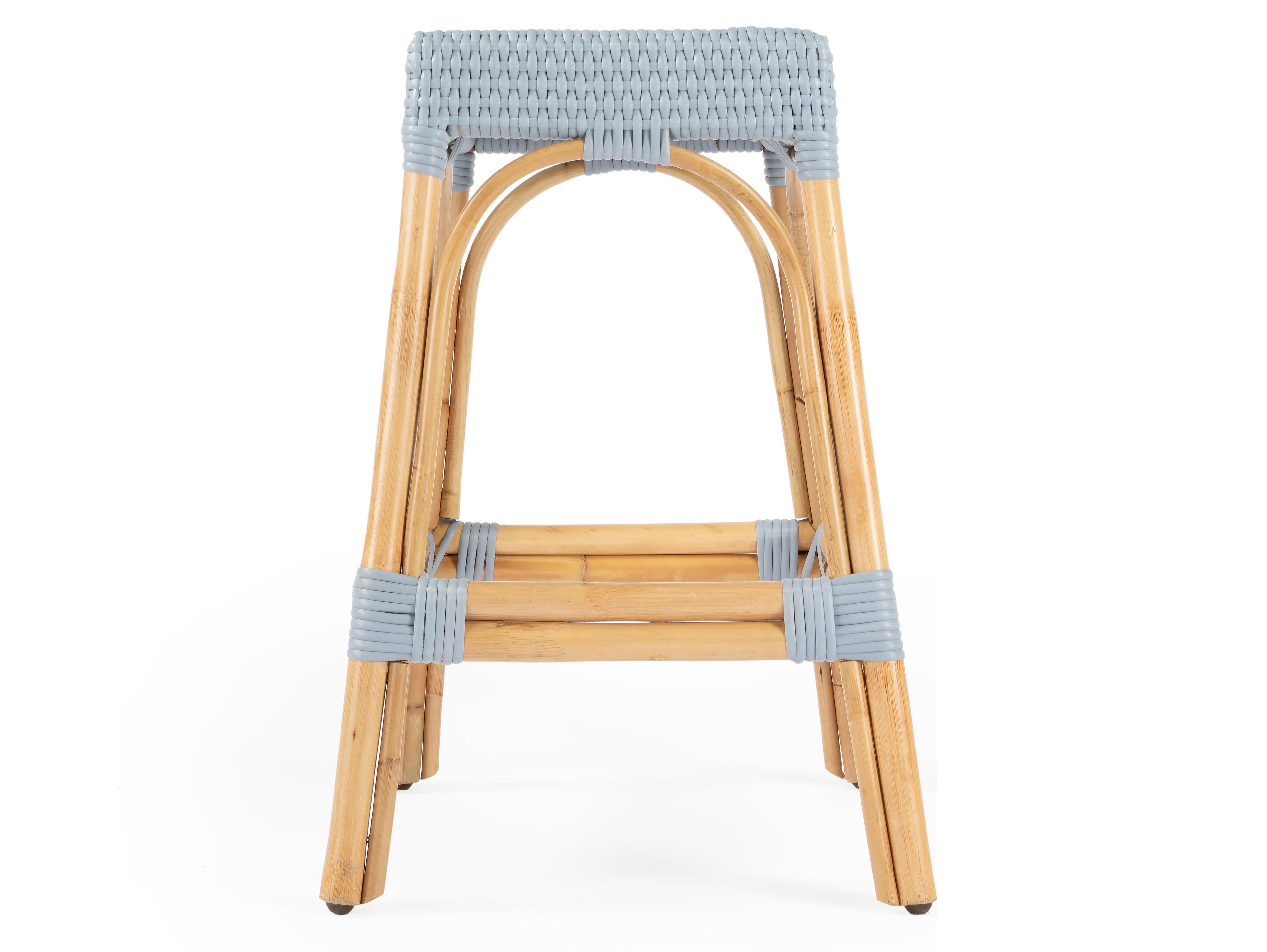 Butler Robias Baby Blue Natural Rattan Frame Counter Stool