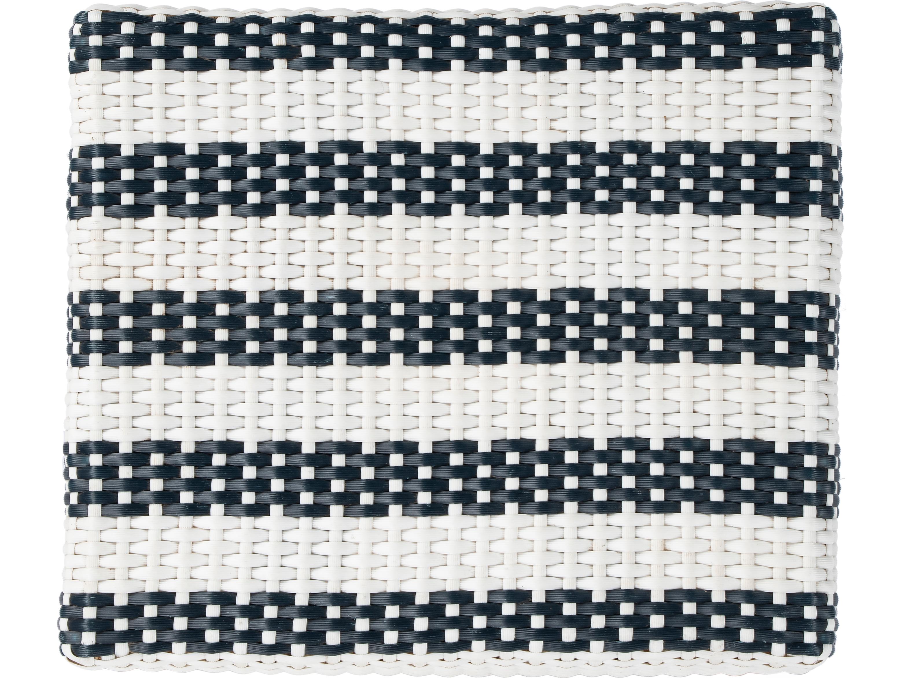 Butler Robias White navy Stripe Natural Rattan Frame Counter Stool