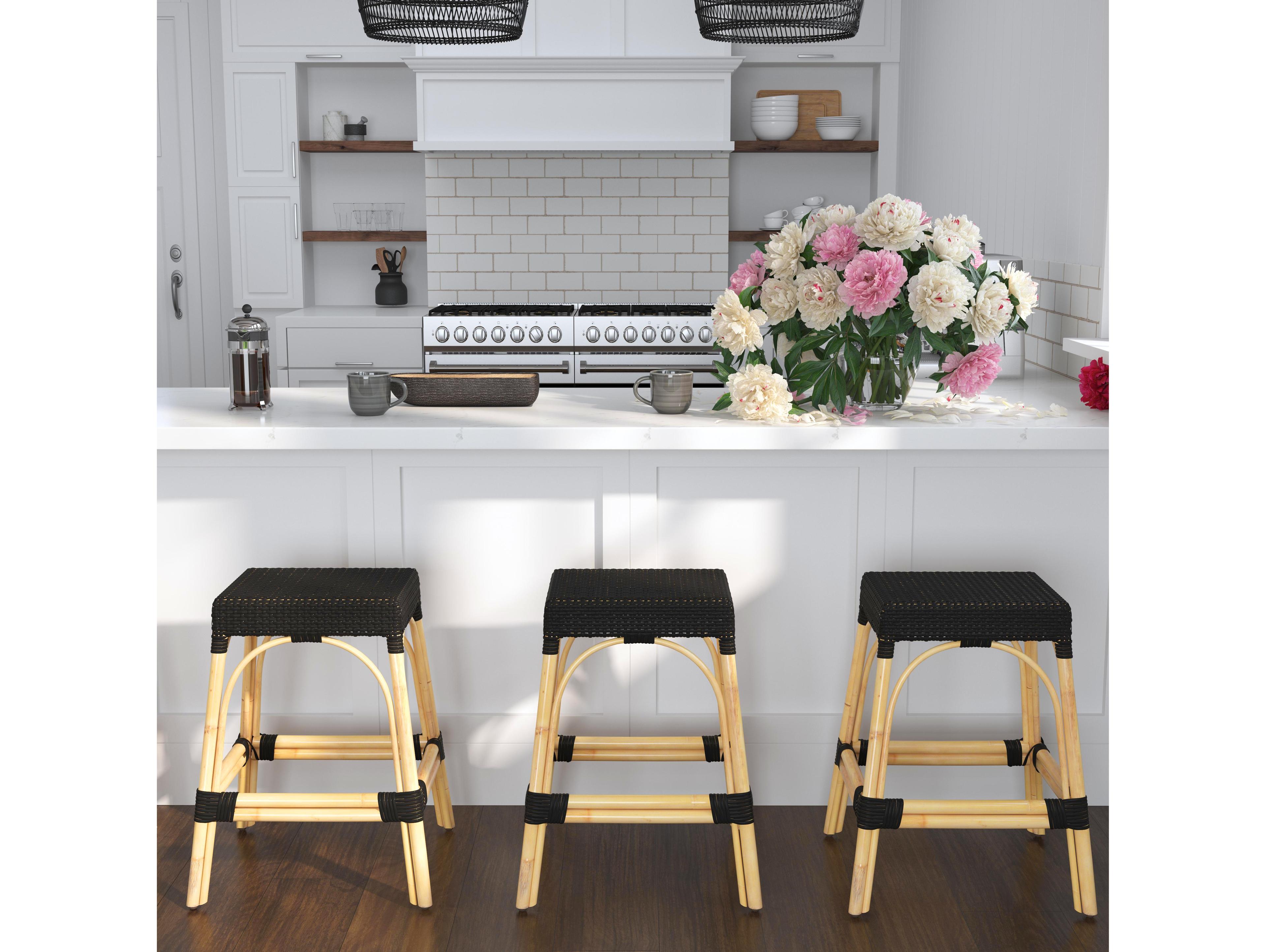 Butler Robias Black Natural Rattan Frame Counter Stool