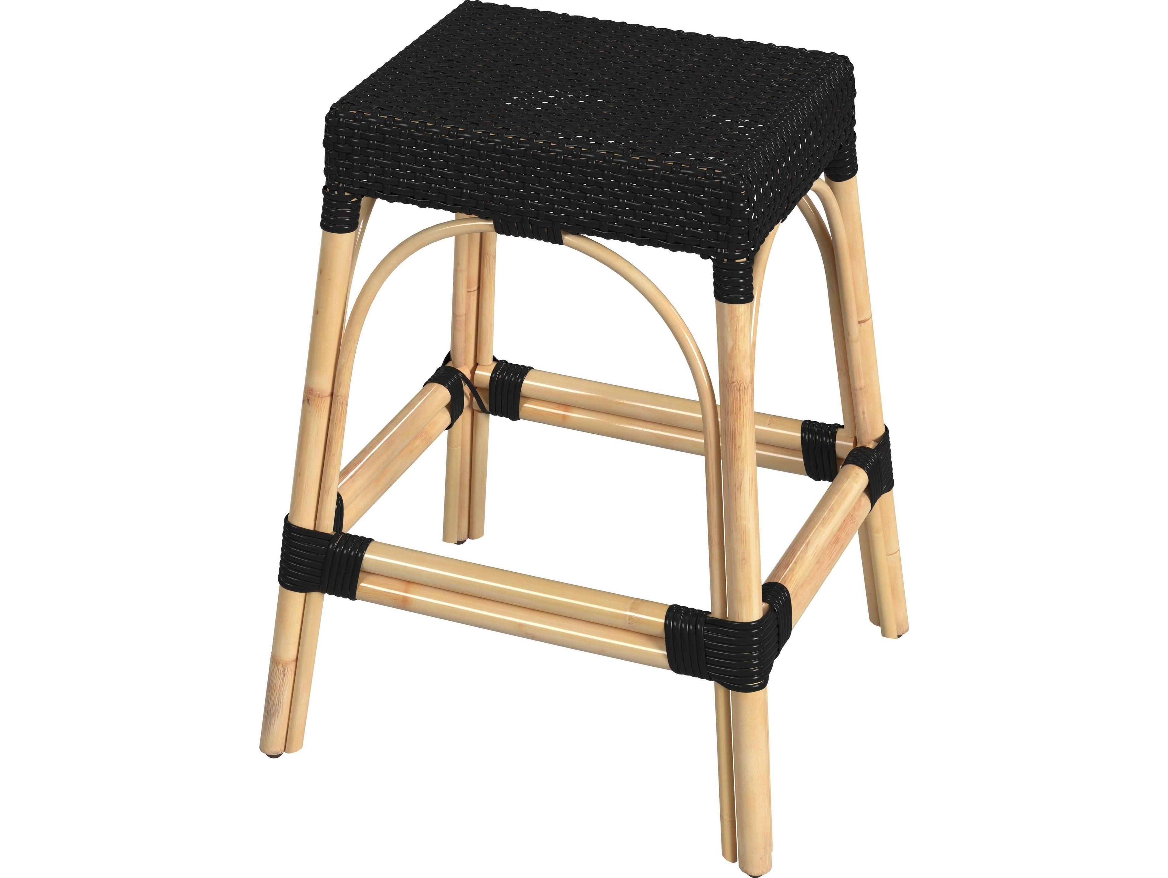 Butler Robias Black Natural Rattan Frame Counter Stool
