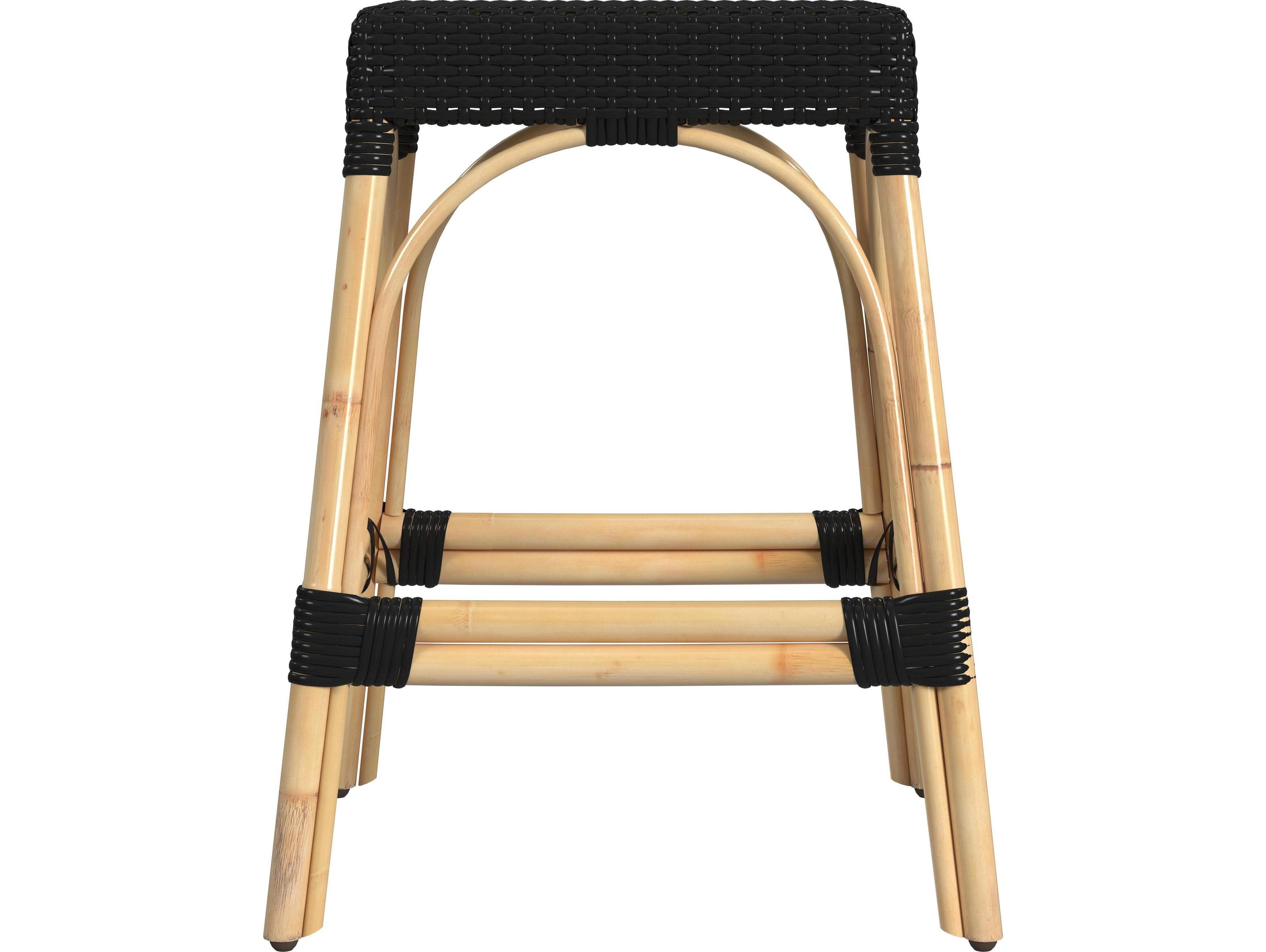 Butler Robias Black Natural Rattan Frame Counter Stool
