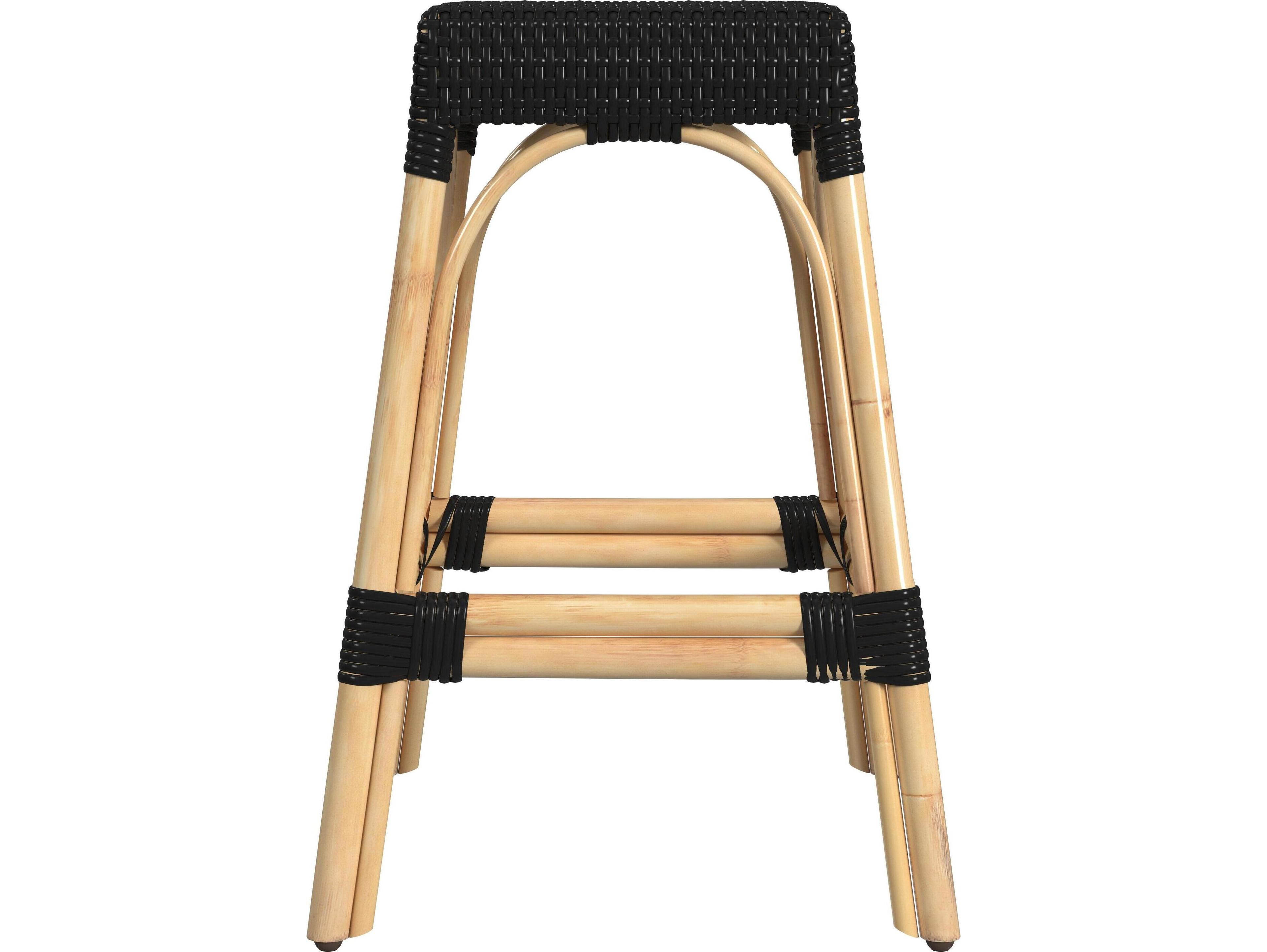 Butler Robias Black Natural Rattan Frame Counter Stool
