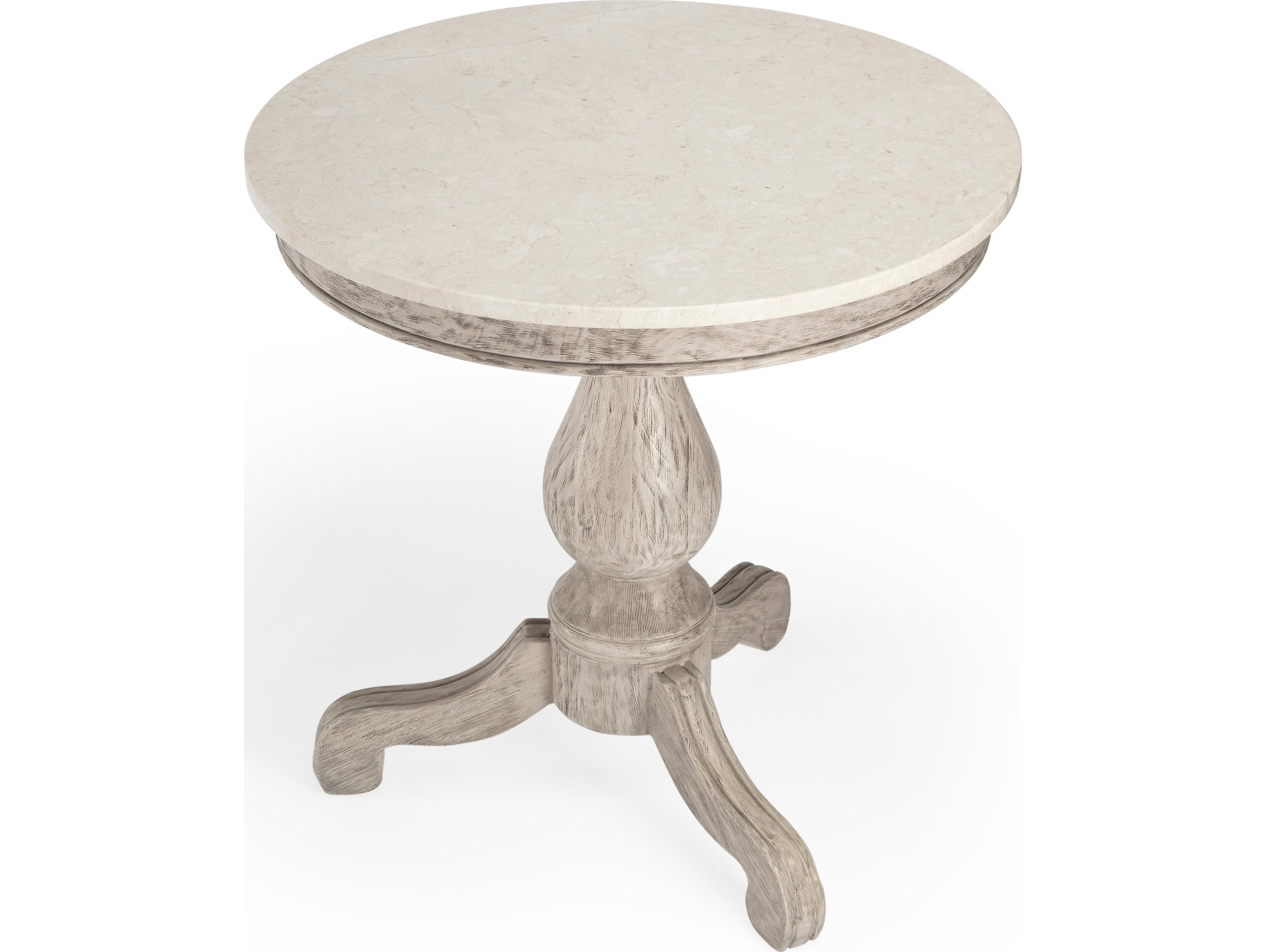 Butler Danielle Round Marble Rustic Gray End Table